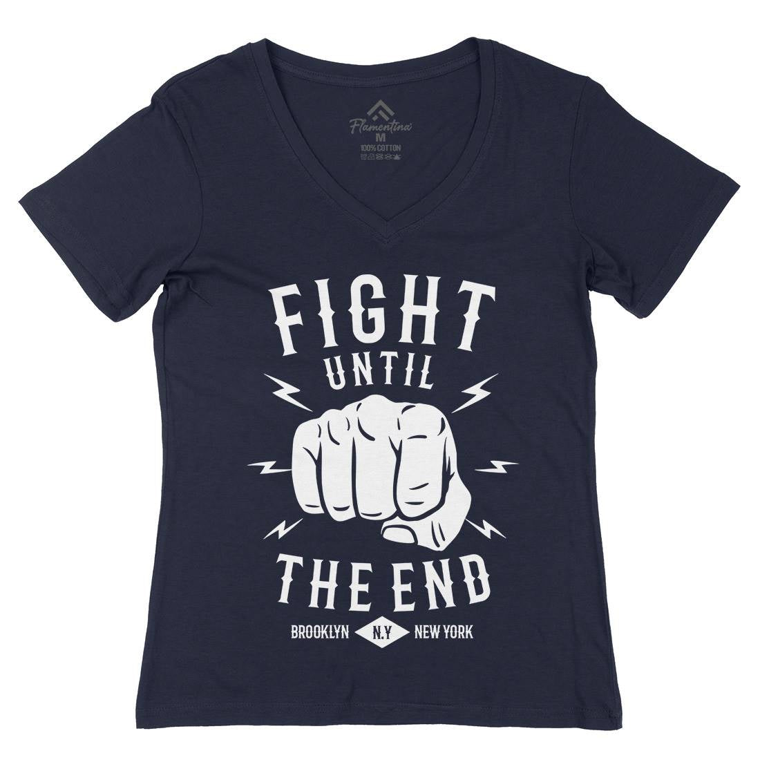 Fight Until The End Womens Organic V-Neck T-Shirt Sport B206
