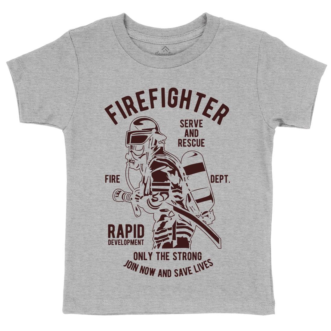 Firefighter Dept Kids Organic Crew Neck T-Shirt Firefighters B207