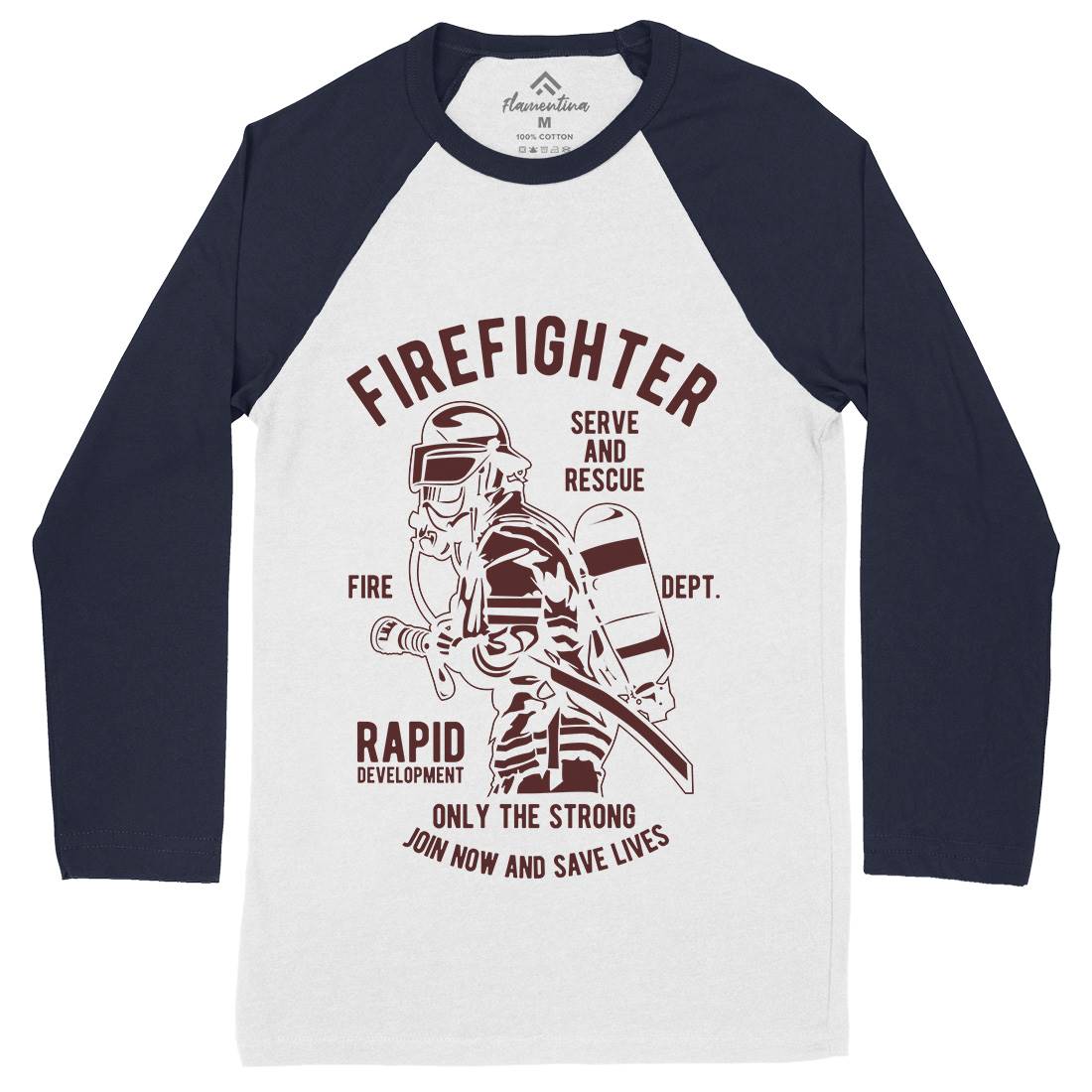 Firefighter Dept Mens Long Sleeve Baseball T-Shirt Firefighters B207