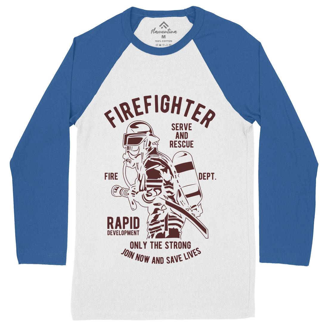 Firefighter Dept Mens Long Sleeve Baseball T-Shirt Firefighters B207