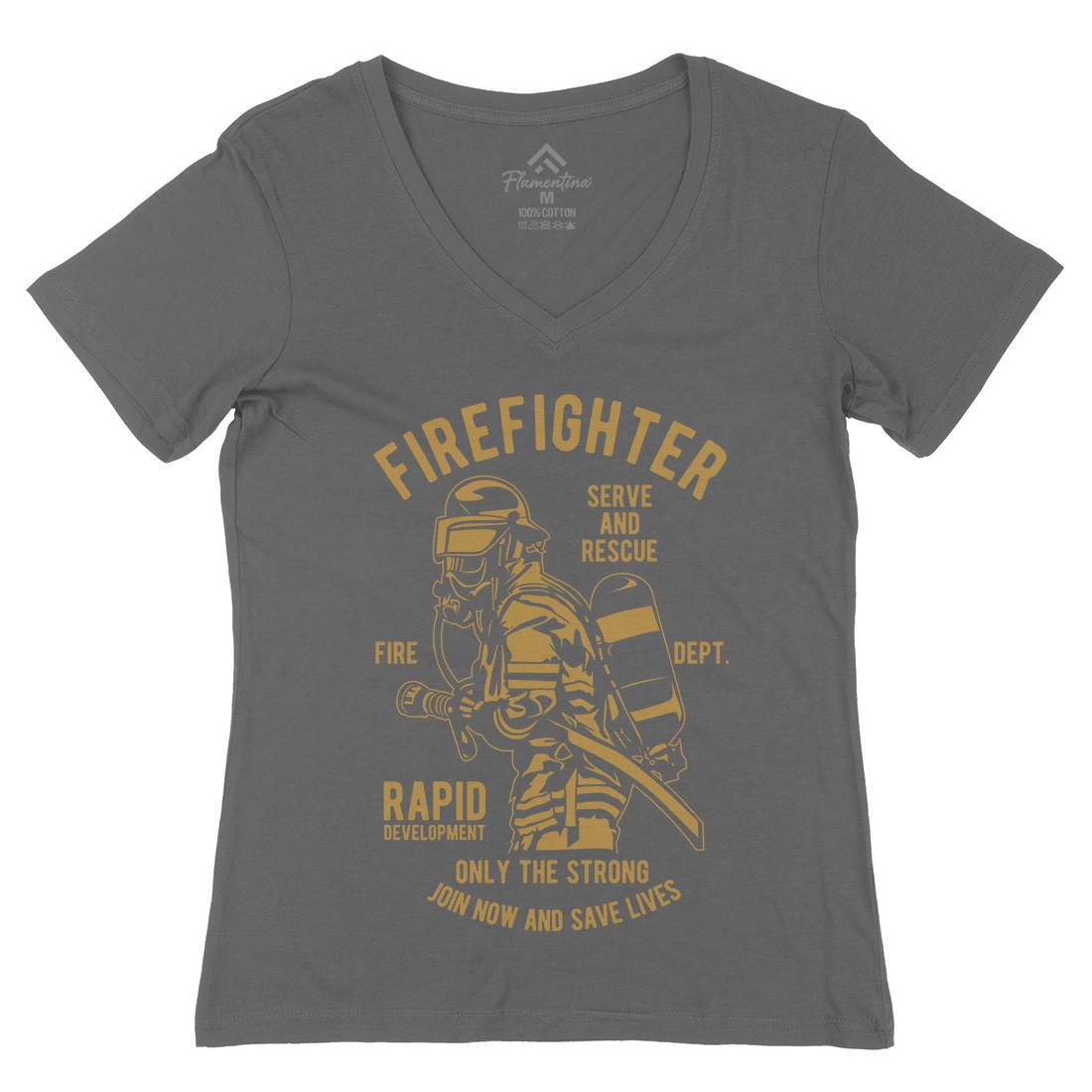 Firefighter Dept Womens Organic V-Neck T-Shirt Firefighters B207