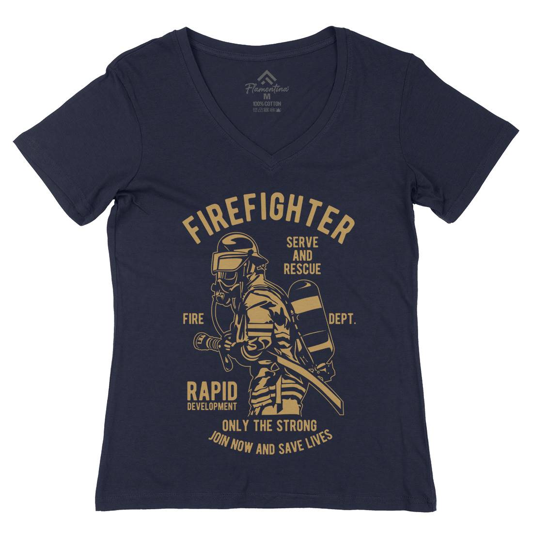 Firefighter Dept Womens Organic V-Neck T-Shirt Firefighters B207