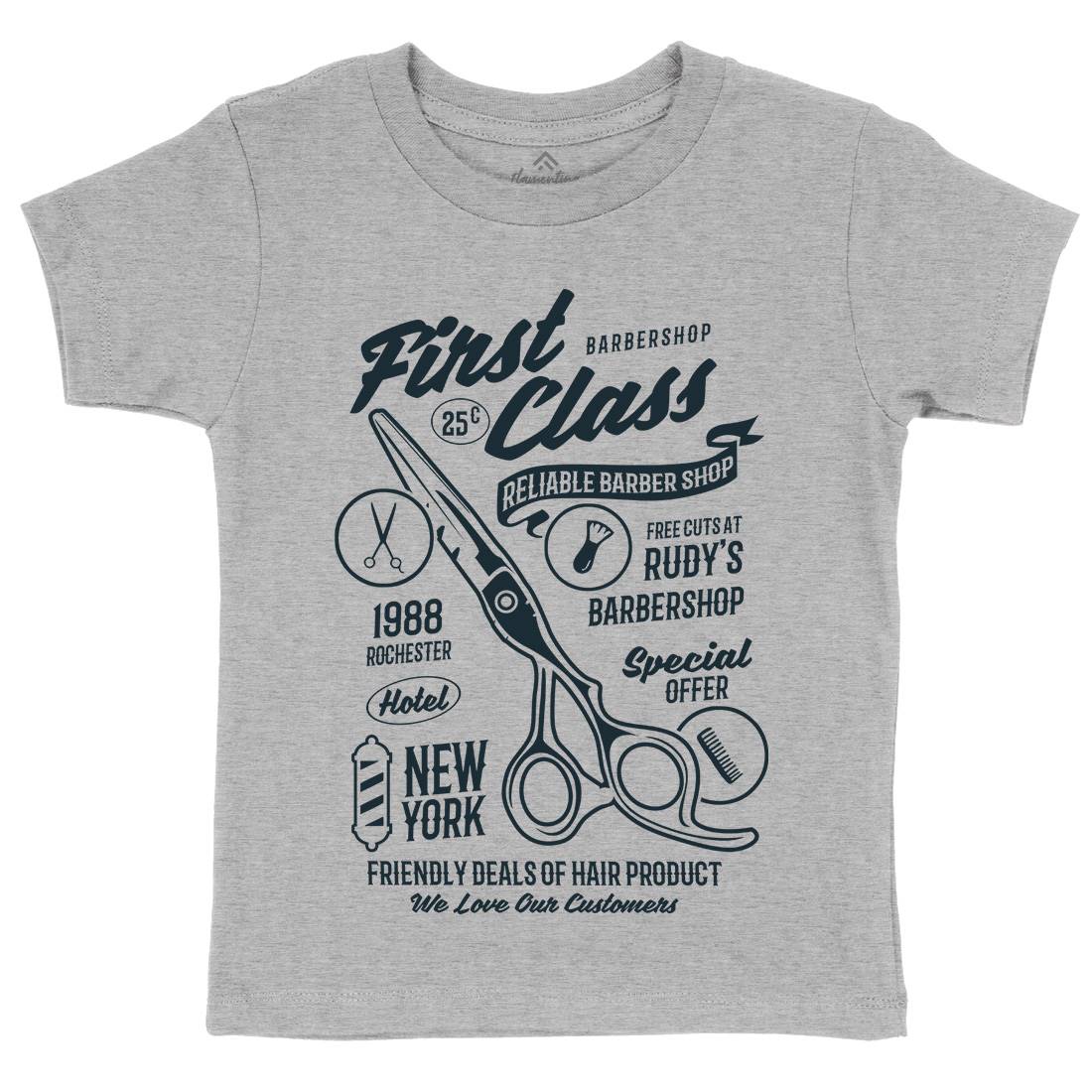 First Class Kids Organic Crew Neck T-Shirt Barber B208