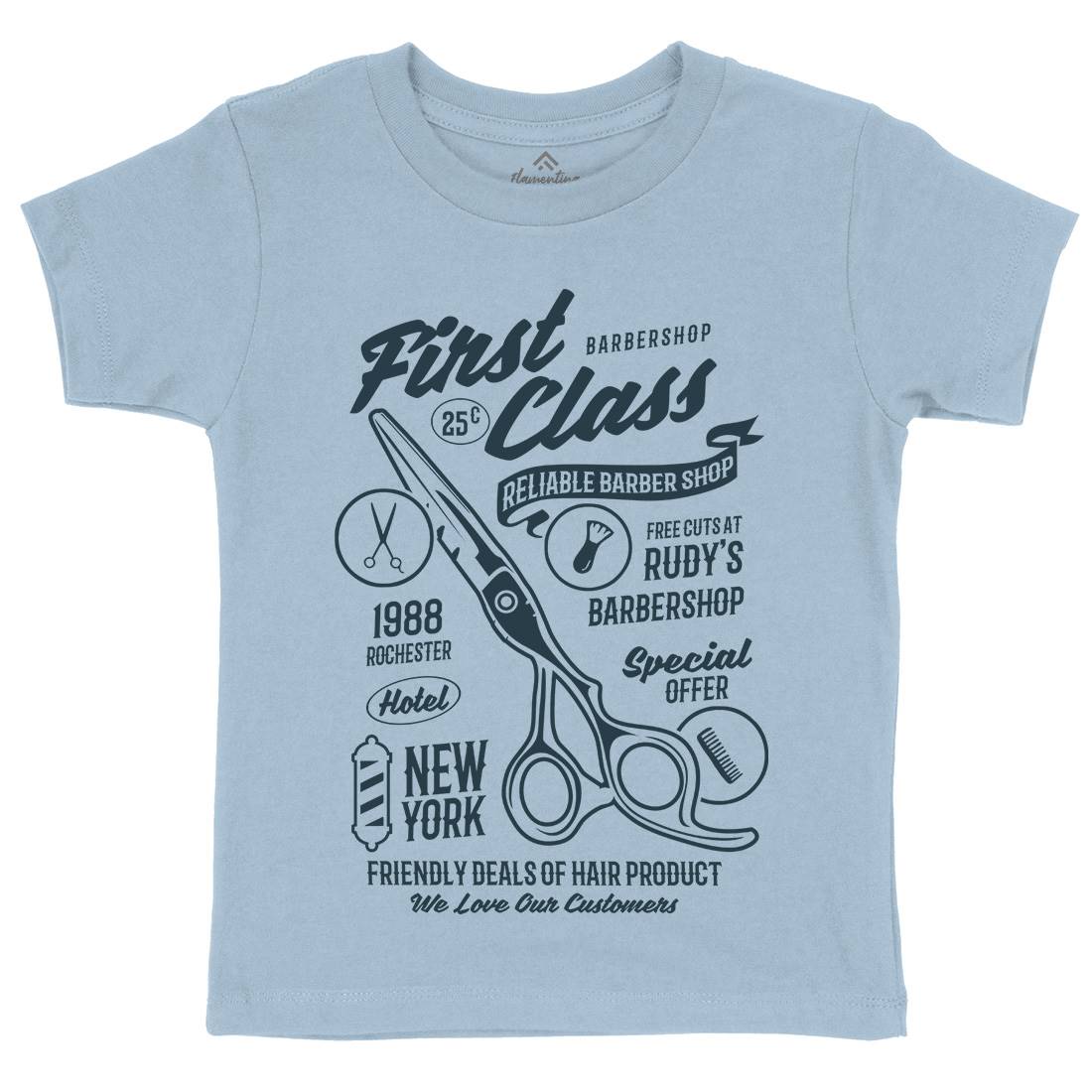 First Class Kids Organic Crew Neck T-Shirt Barber B208