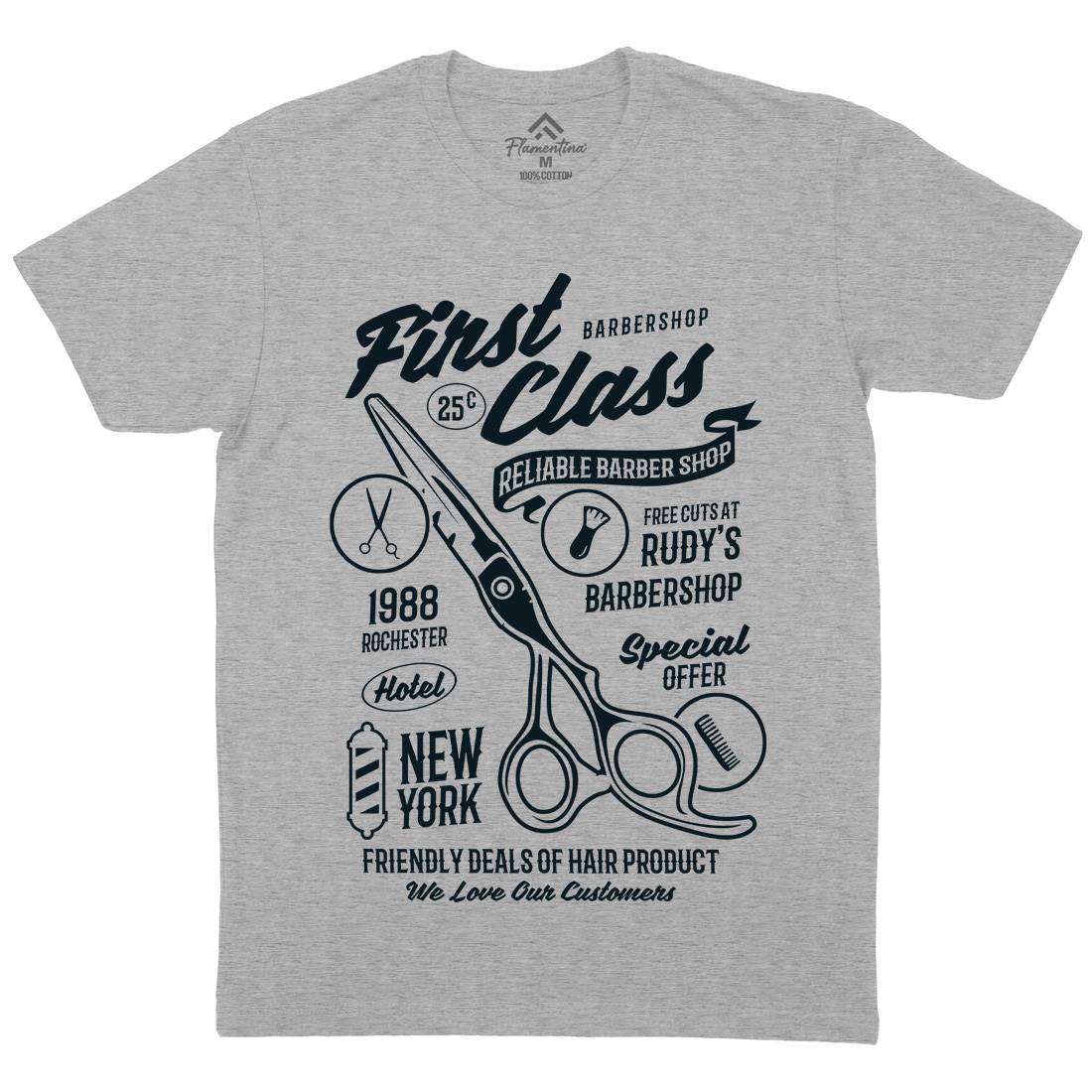 First Class Mens Organic Crew Neck T-Shirt Barber B208