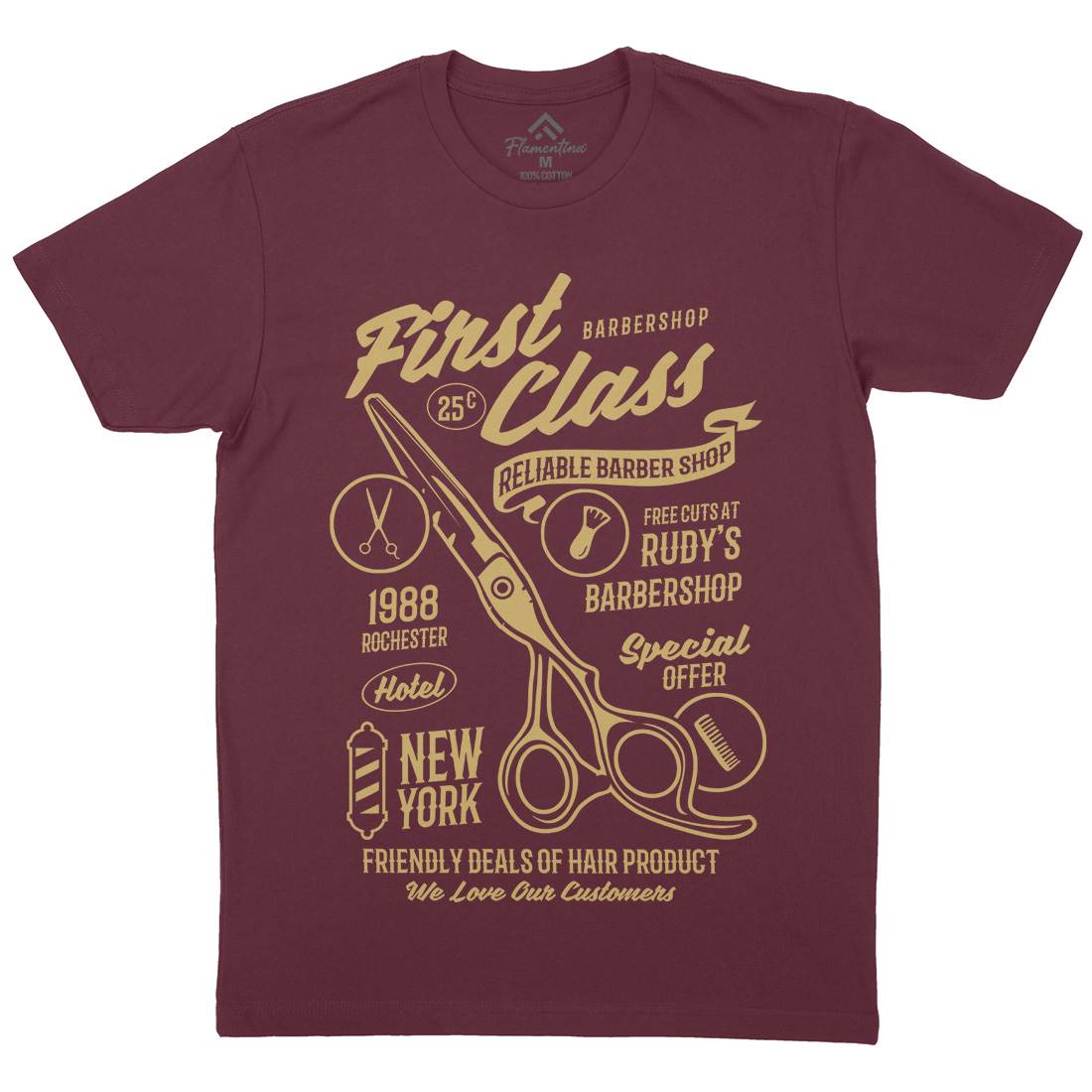 First Class Mens Organic Crew Neck T-Shirt Barber B208