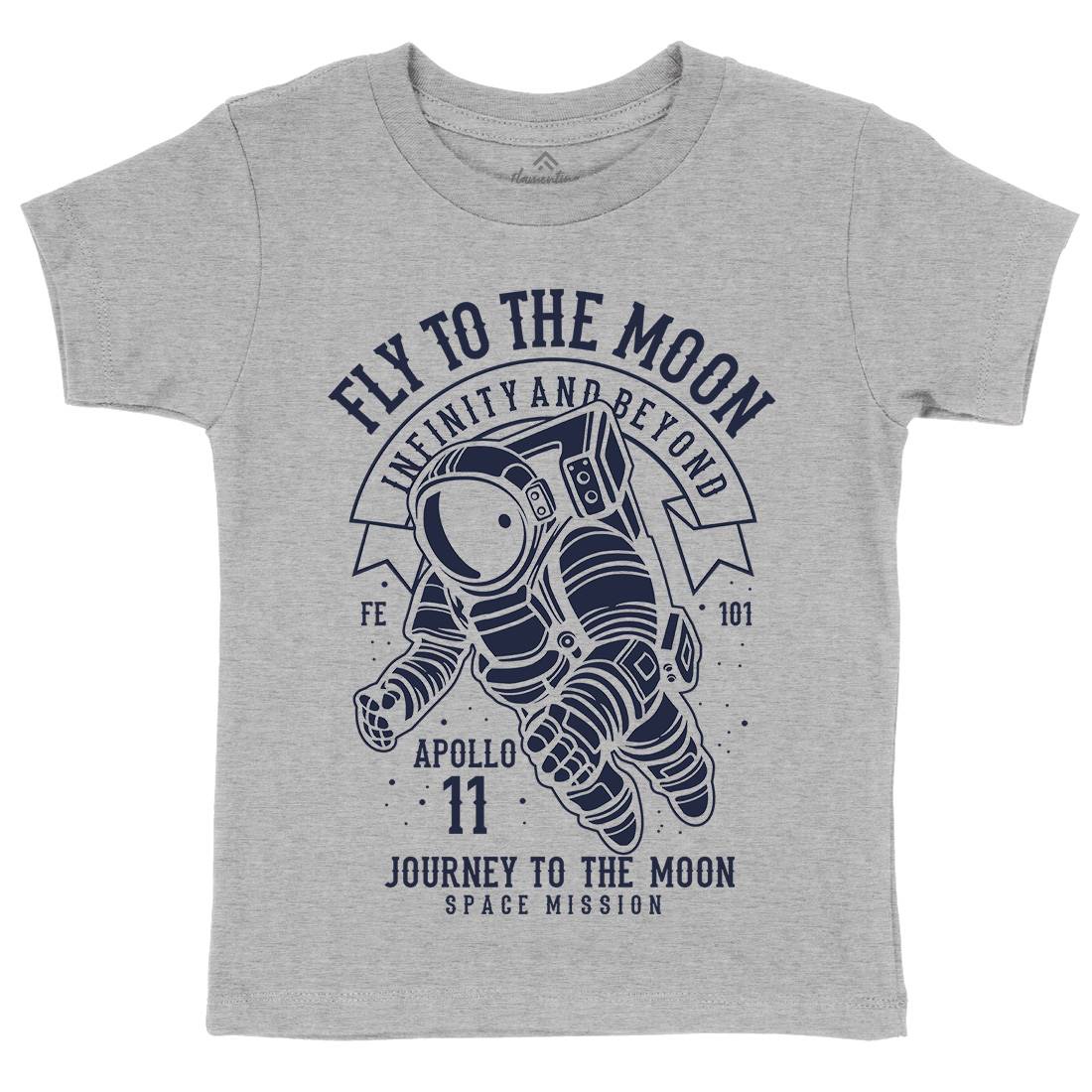 Fly To The Moon Kids Organic Crew Neck T-Shirt Space B210
