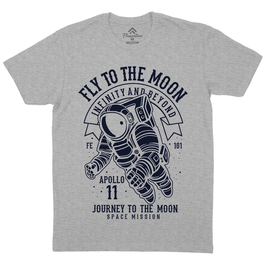 Fly To The Moon Mens Organic Crew Neck T-Shirt Space B210