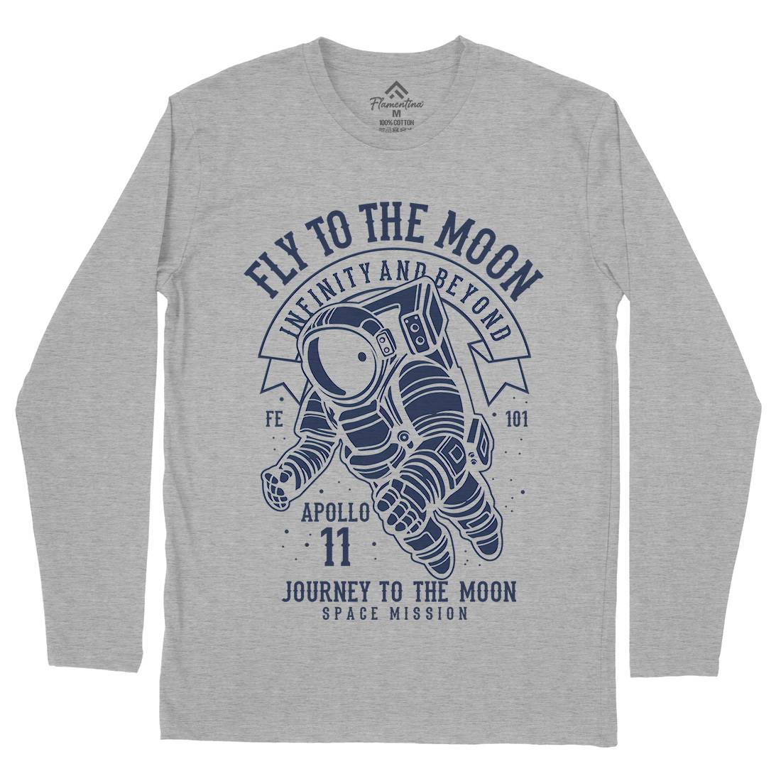 Fly To The Moon Mens Long Sleeve T-Shirt Space B210
