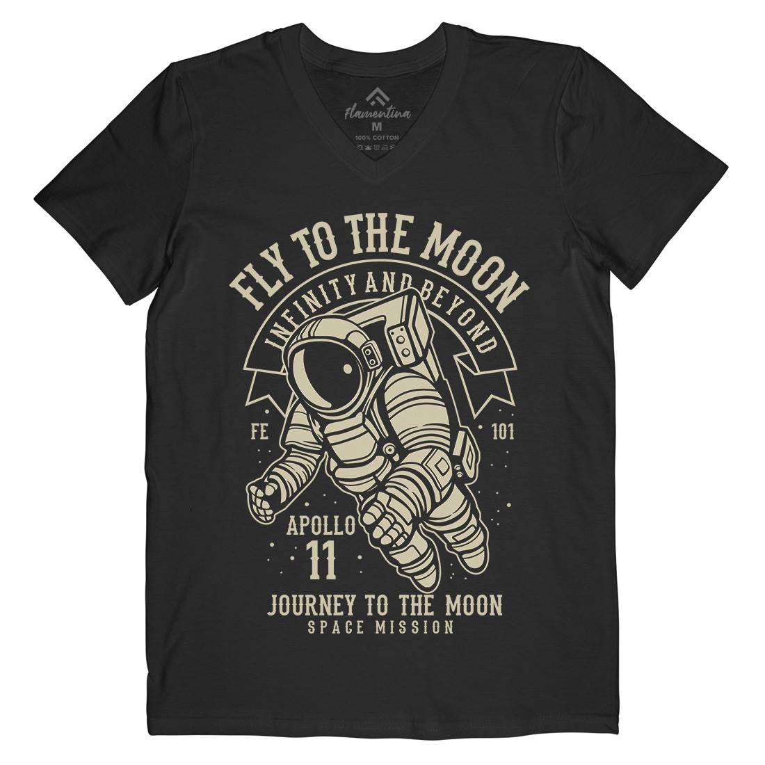 Fly To The Moon Mens V-Neck T-Shirt Space B210