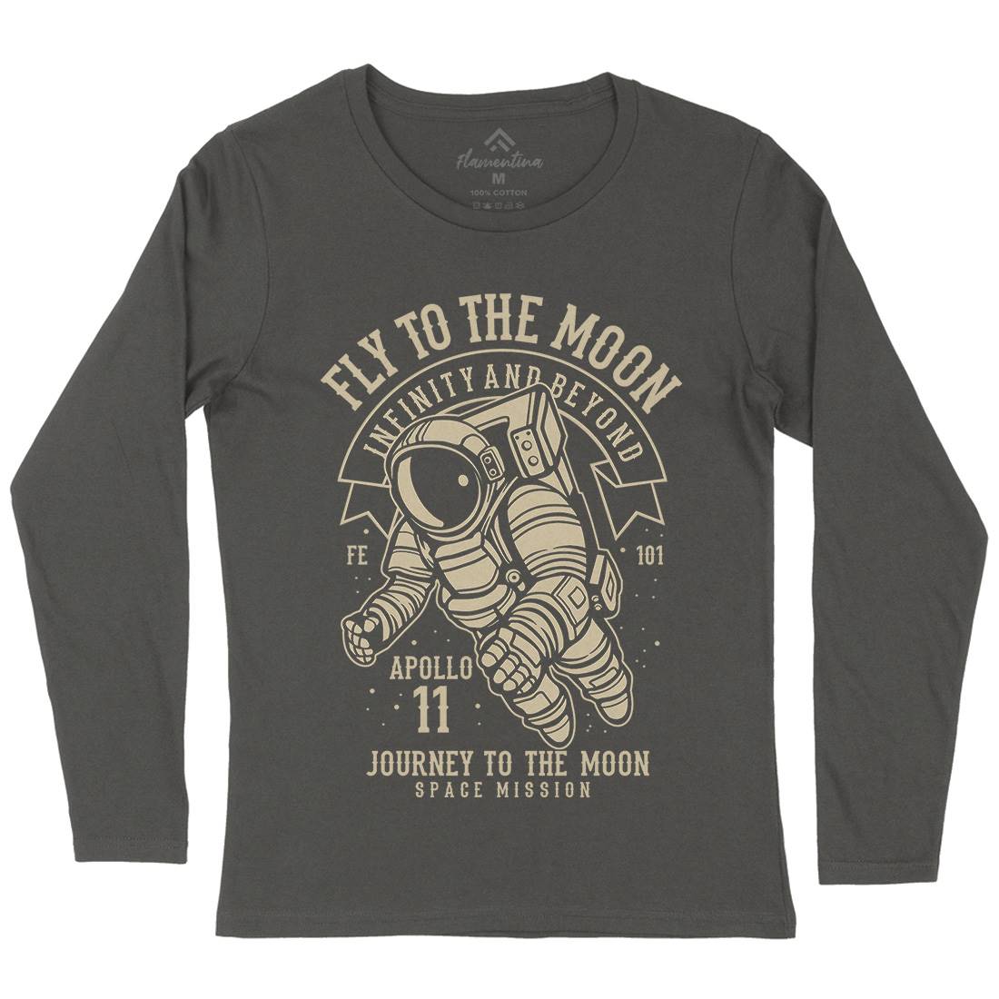 Fly To The Moon Womens Long Sleeve T-Shirt Space B210