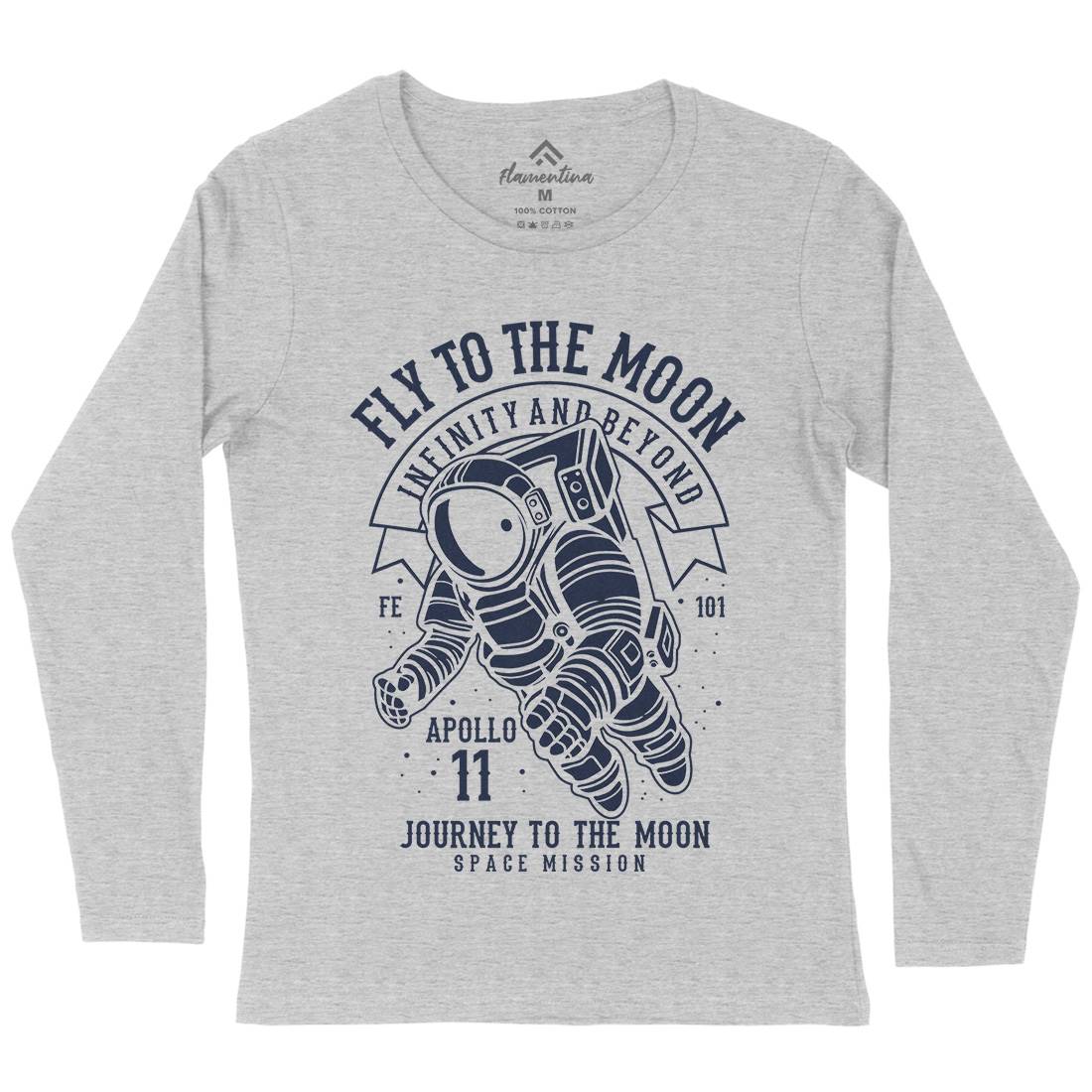Fly To The Moon Womens Long Sleeve T-Shirt Space B210