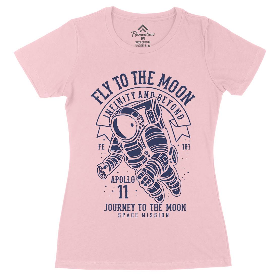 Fly To The Moon Womens Organic Crew Neck T-Shirt Space B210