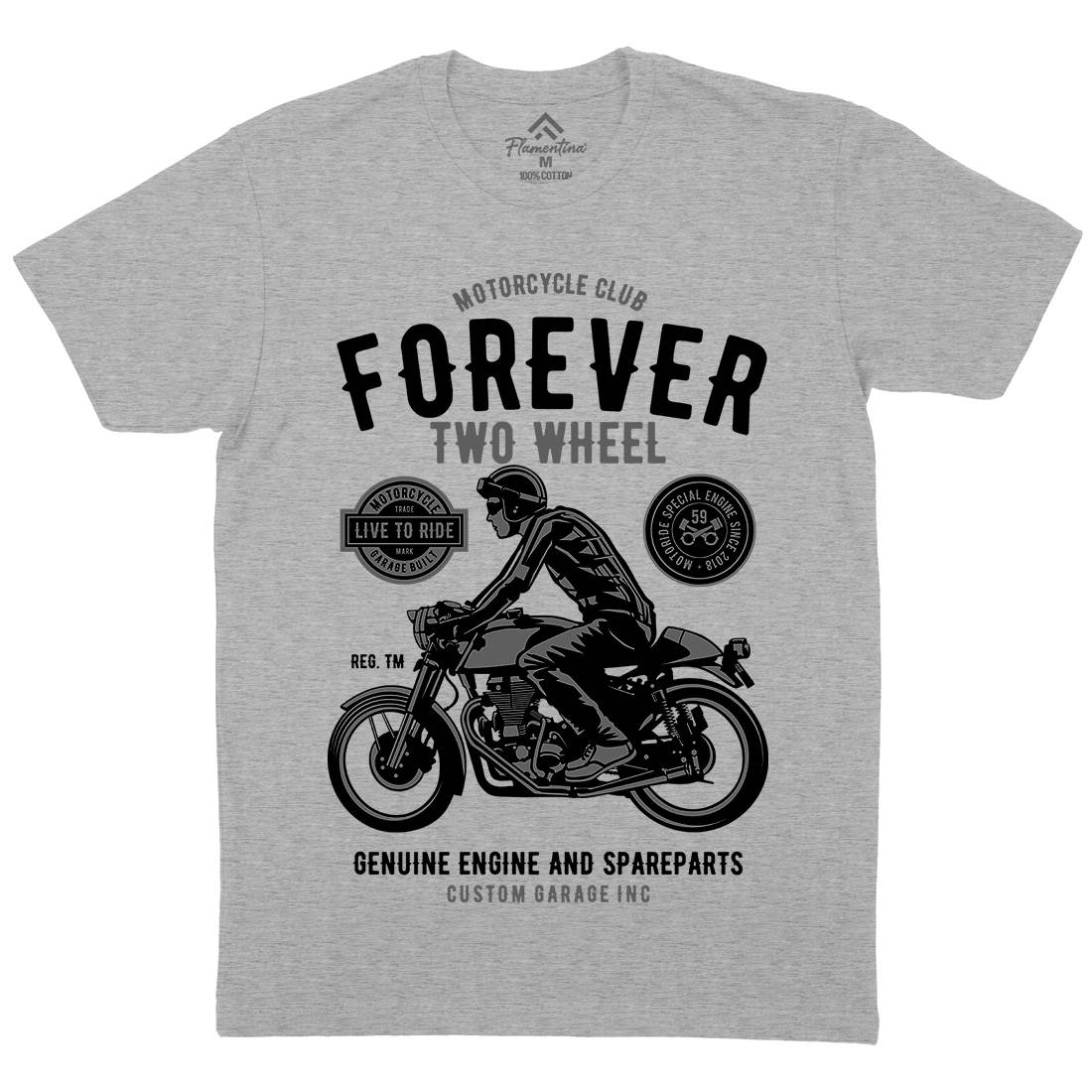 Forever Two Wheel Mens Organic Crew Neck T-Shirt Motorcycles B212