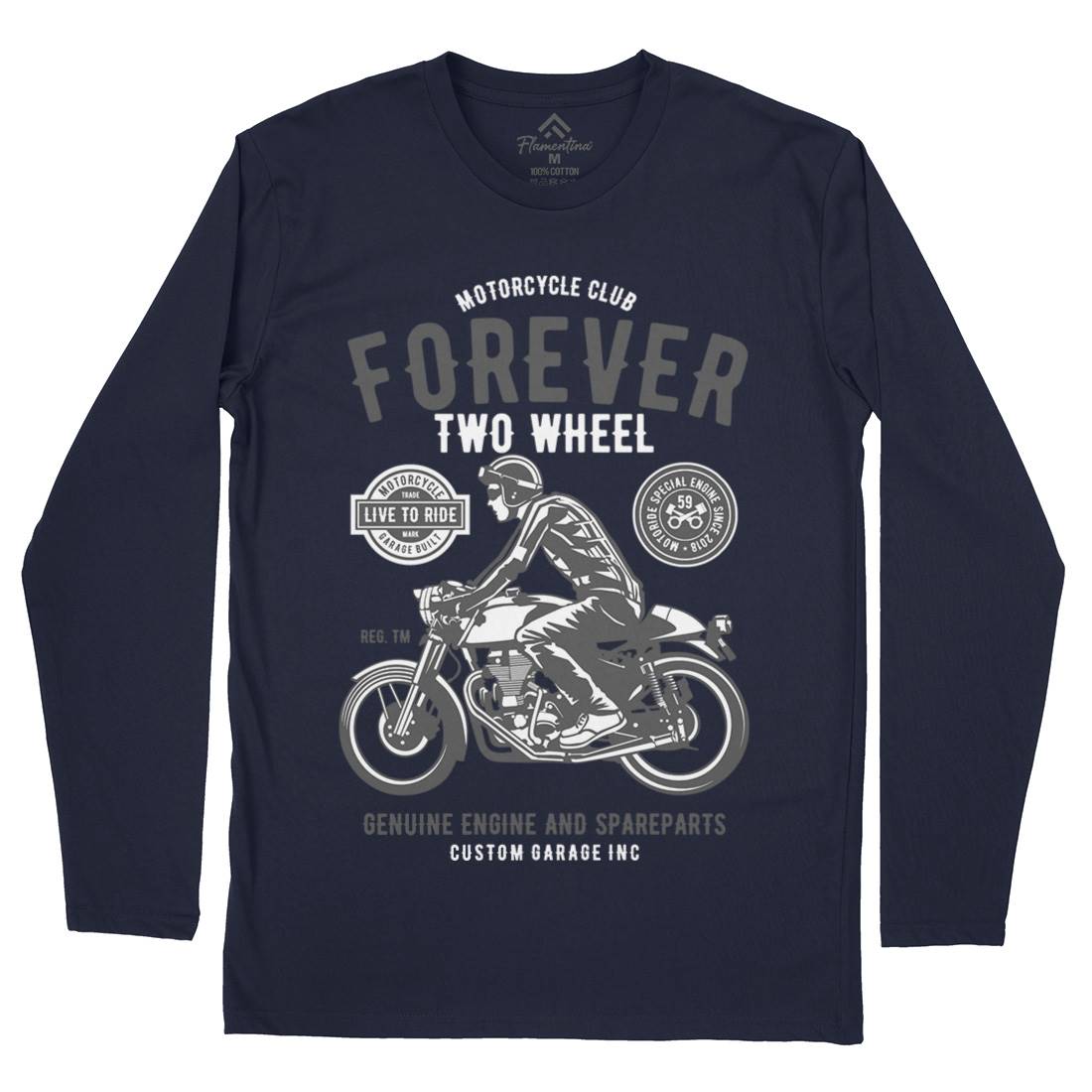 Forever Two Wheel Mens Long Sleeve T-Shirt Motorcycles B212