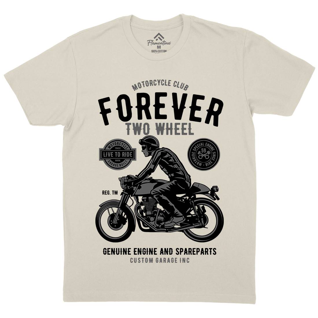 Forever Two Wheel Mens Organic Crew Neck T-Shirt Motorcycles B212