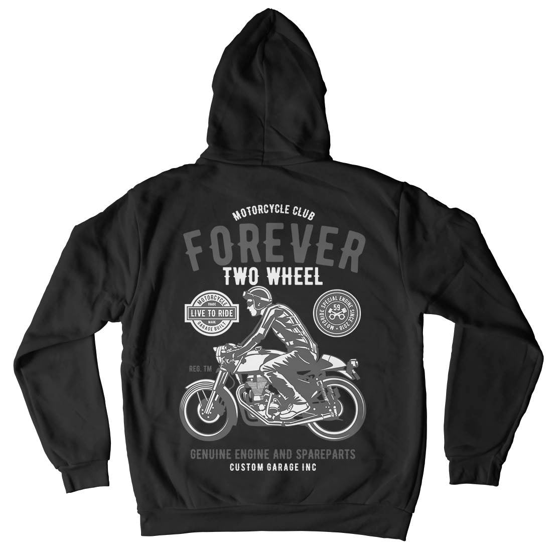 Forever Two Wheel Mens Hoodie With Pocket Motorcycles B212