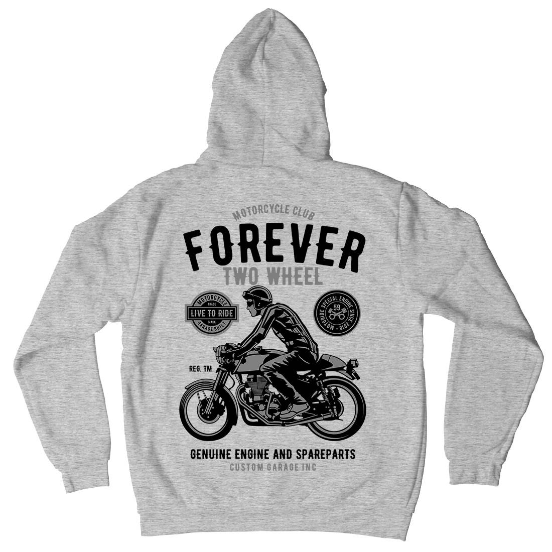 Forever Two Wheel Mens Hoodie With Pocket Motorcycles B212