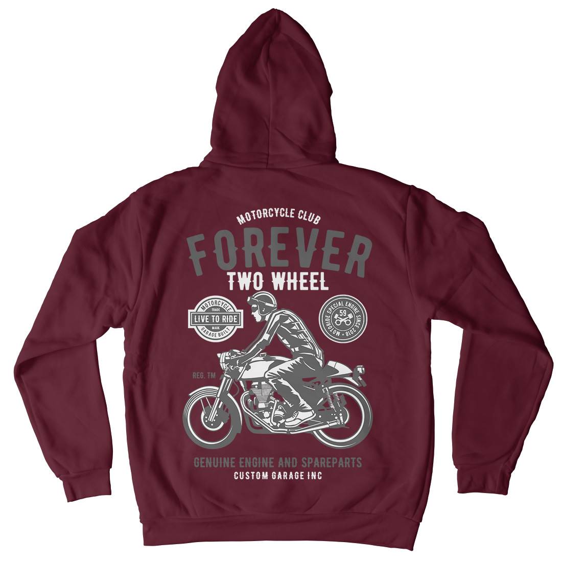 Forever Two Wheel Mens Hoodie With Pocket Motorcycles B212