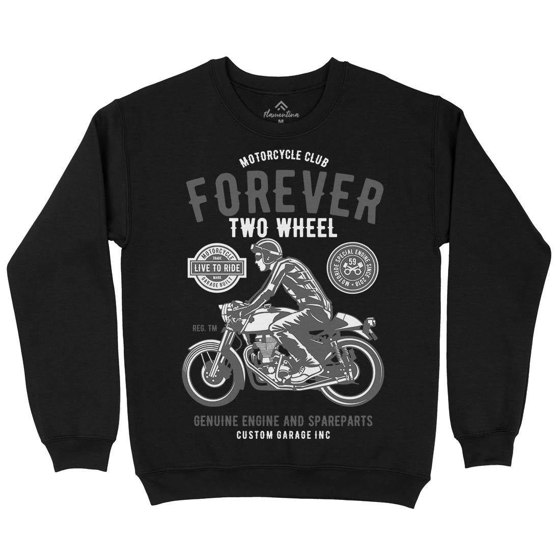 Forever Two Wheel Mens Crew Neck Sweatshirt Motorcycles B212