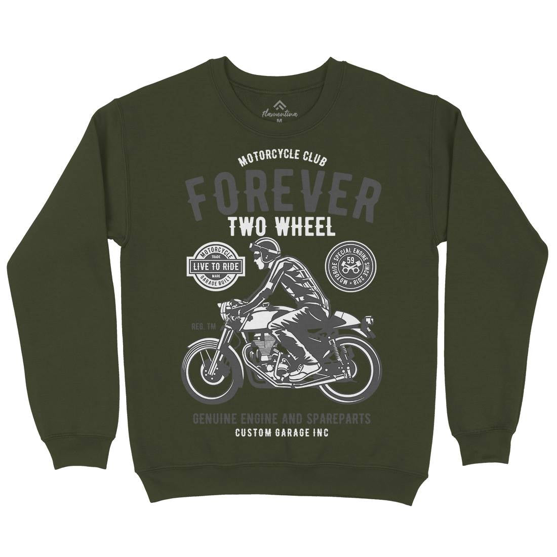 Forever Two Wheel Mens Crew Neck Sweatshirt Motorcycles B212