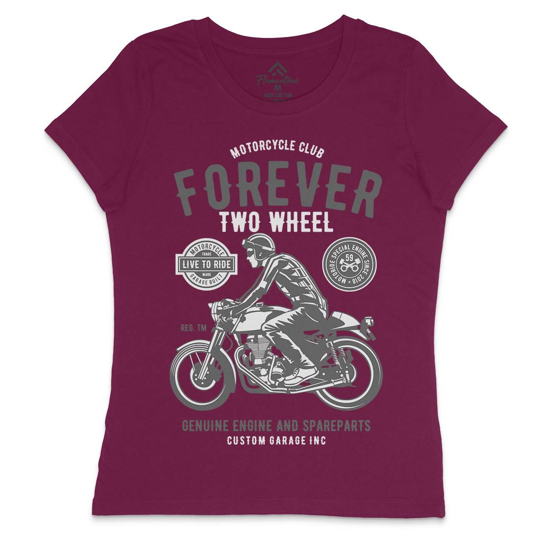 Forever Two Wheel Womens Crew Neck T-Shirt Motorcycles B212