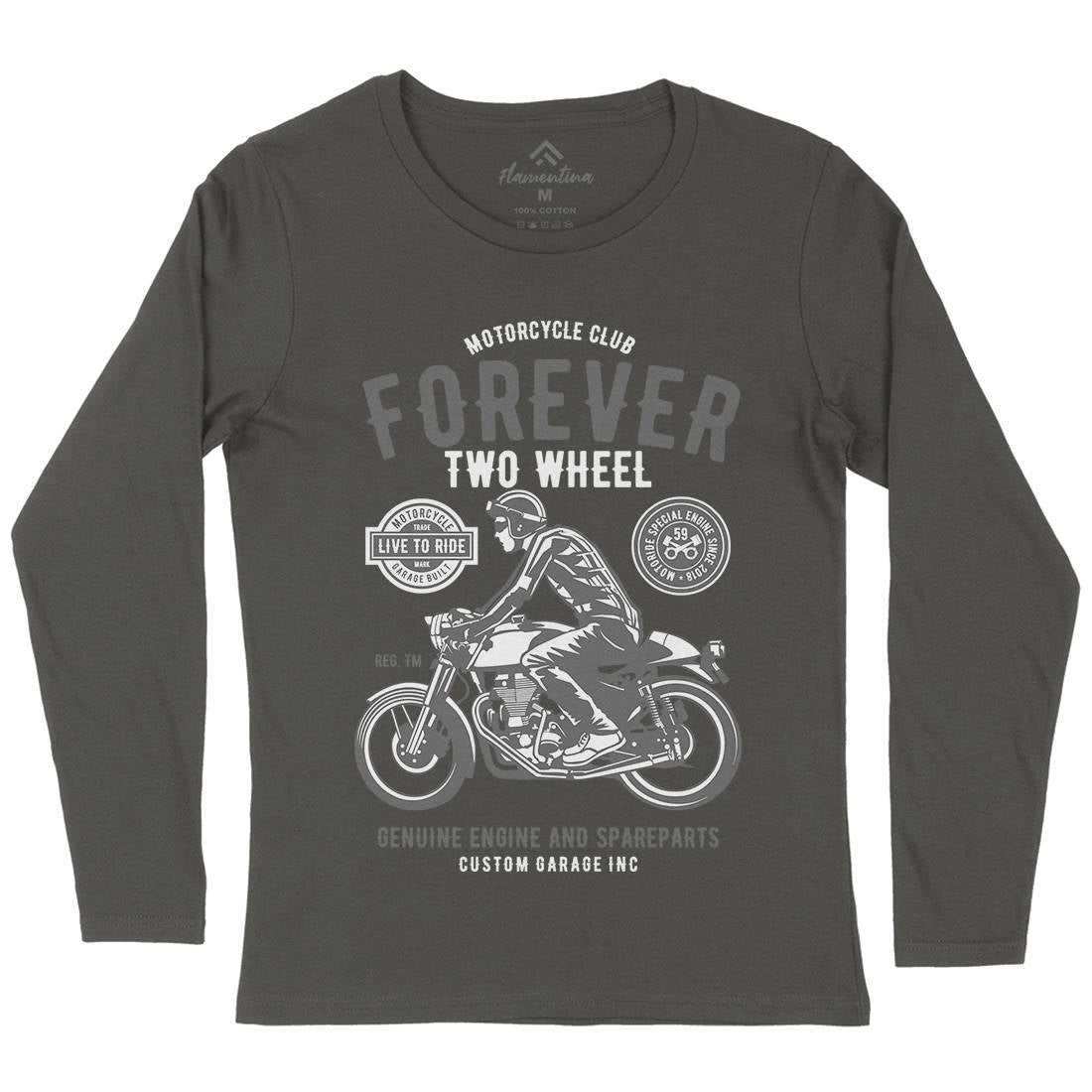 Forever Two Wheel Womens Long Sleeve T-Shirt Motorcycles B212