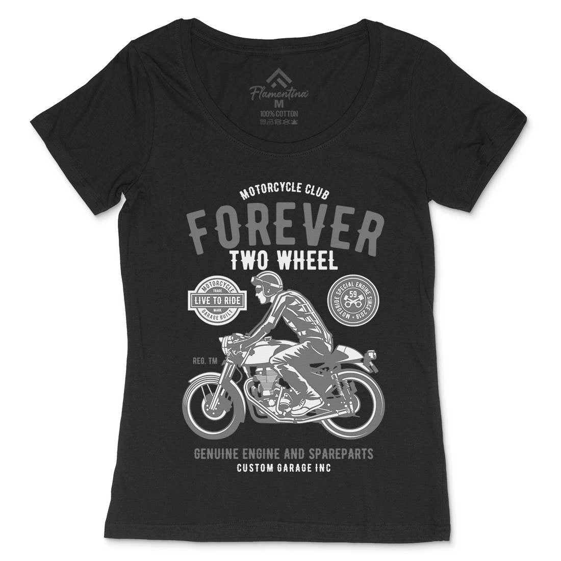 Forever Two Wheel Womens Scoop Neck T-Shirt Motorcycles B212