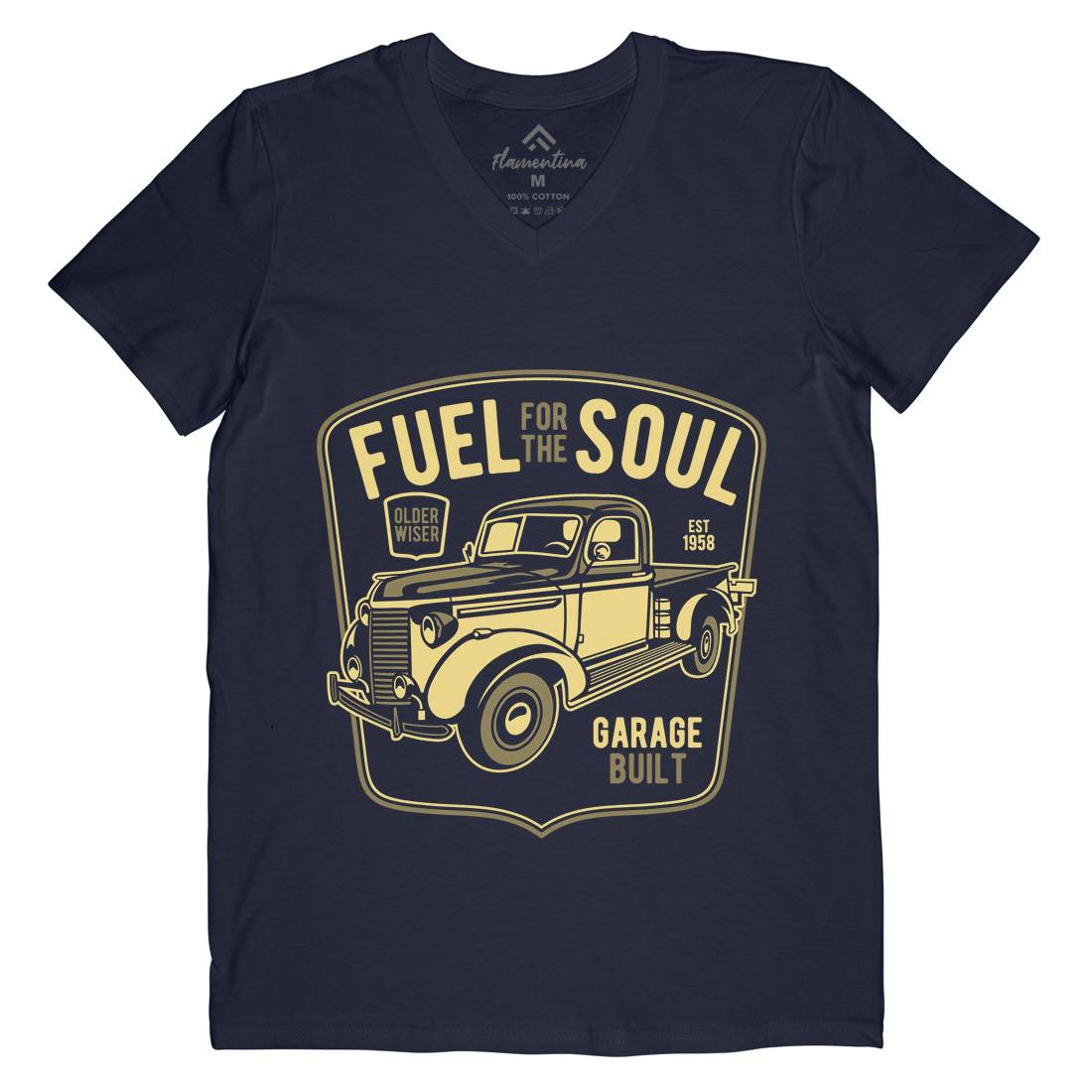 Fuel For The Soul Mens Organic V-Neck T-Shirt Cars B213