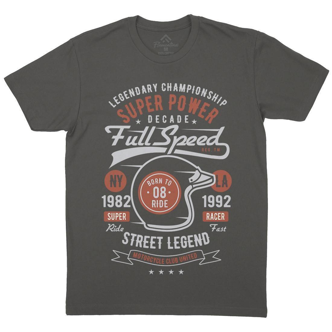 Full Speed Super Power Mens Crew Neck T-Shirt Motorcycles B214