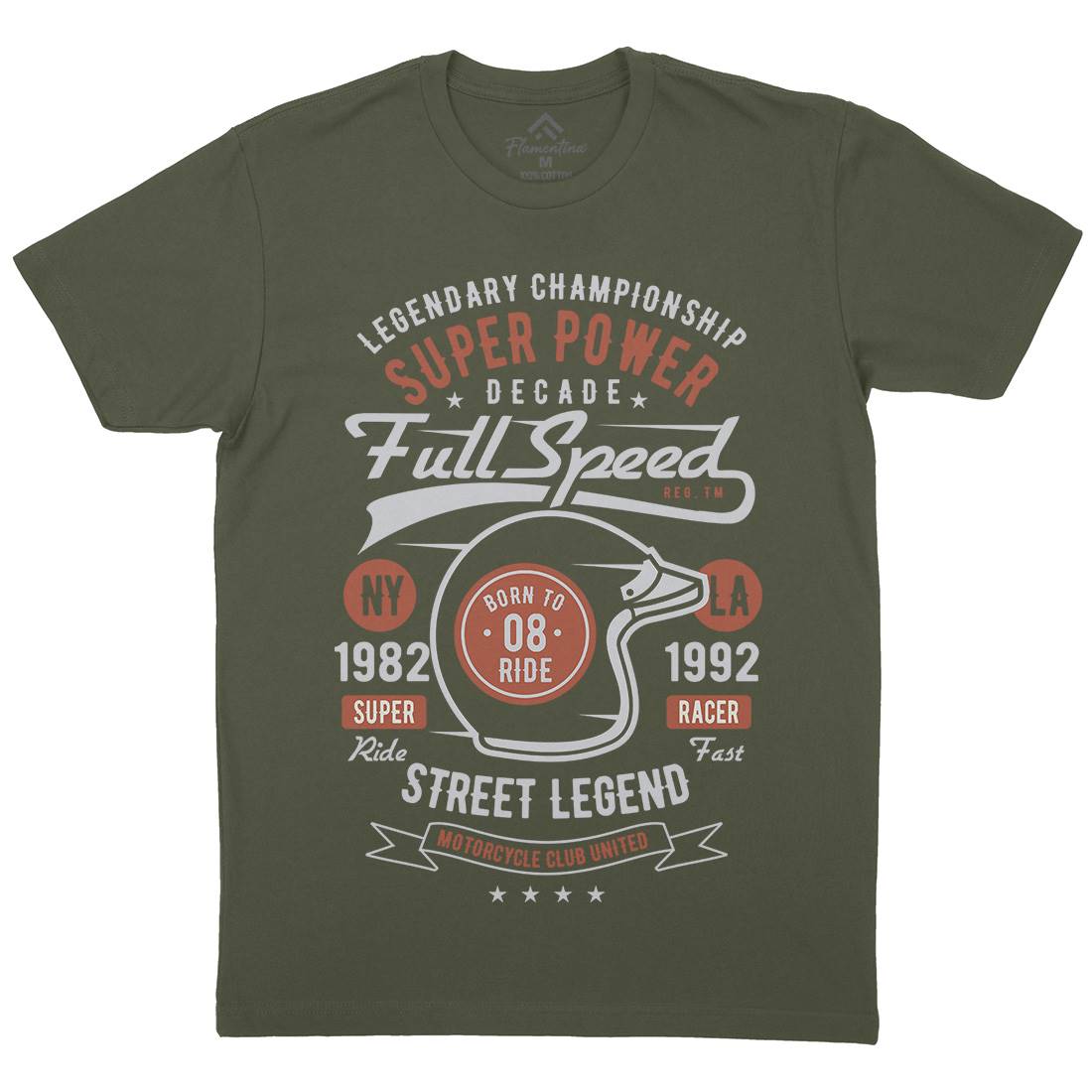 Full Speed Super Power Mens Organic Crew Neck T-Shirt Motorcycles B214