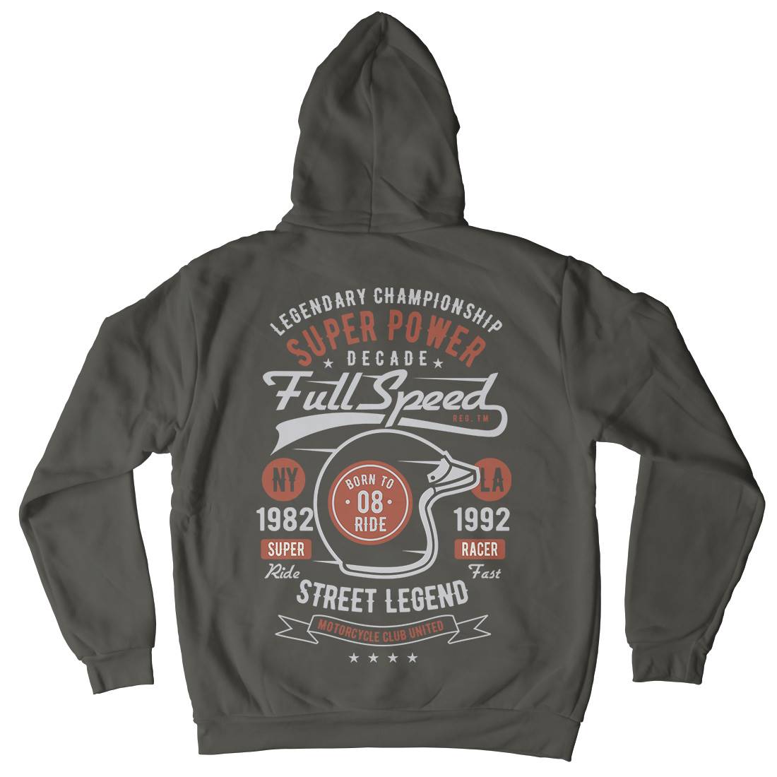 Full Speed Super Power Mens Hoodie With Pocket Motorcycles B214