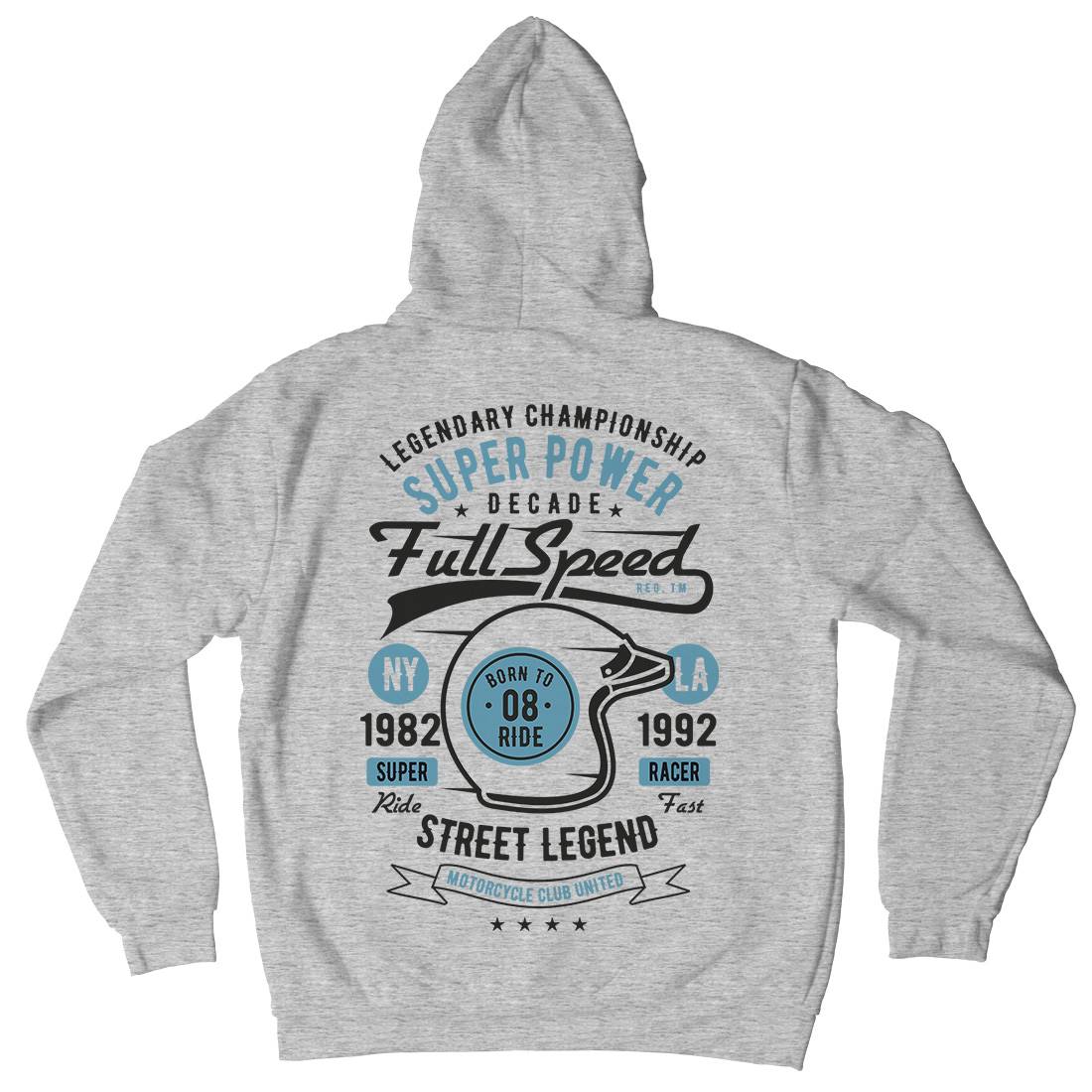 Full Speed Super Power Mens Hoodie With Pocket Motorcycles B214