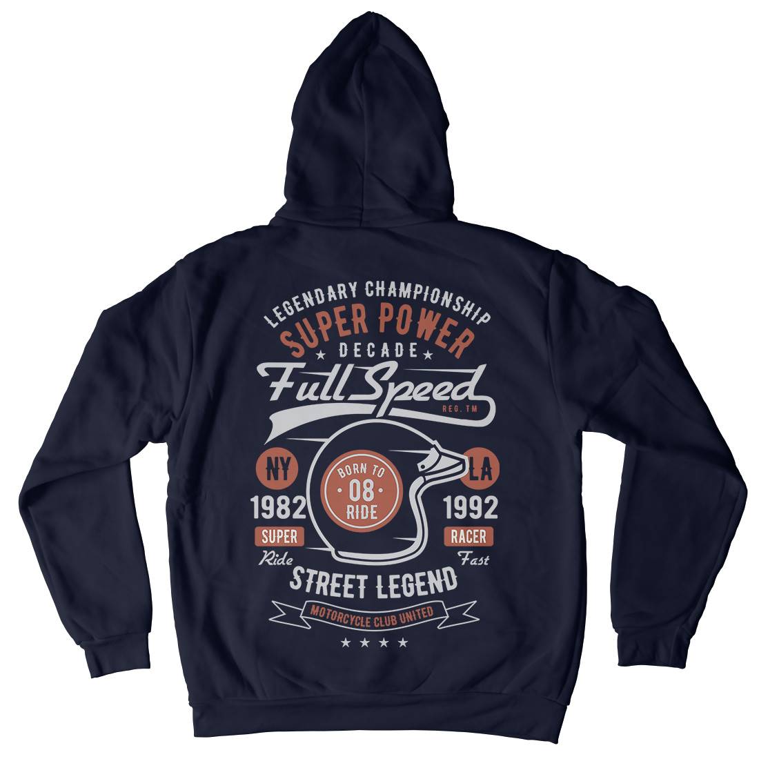 Full Speed Super Power Mens Hoodie With Pocket Motorcycles B214