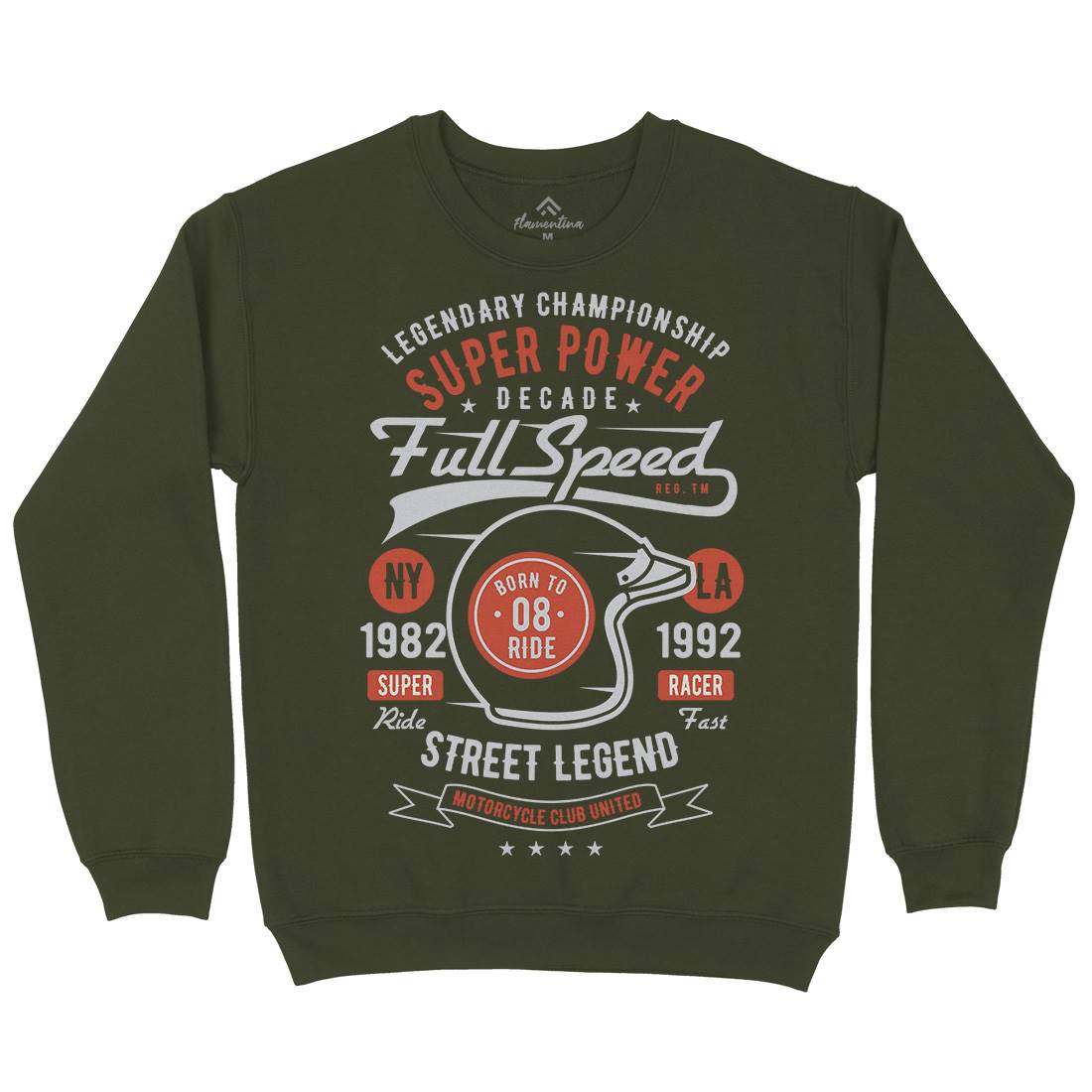 Full Speed Super Power Mens Crew Neck Sweatshirt Motorcycles B214