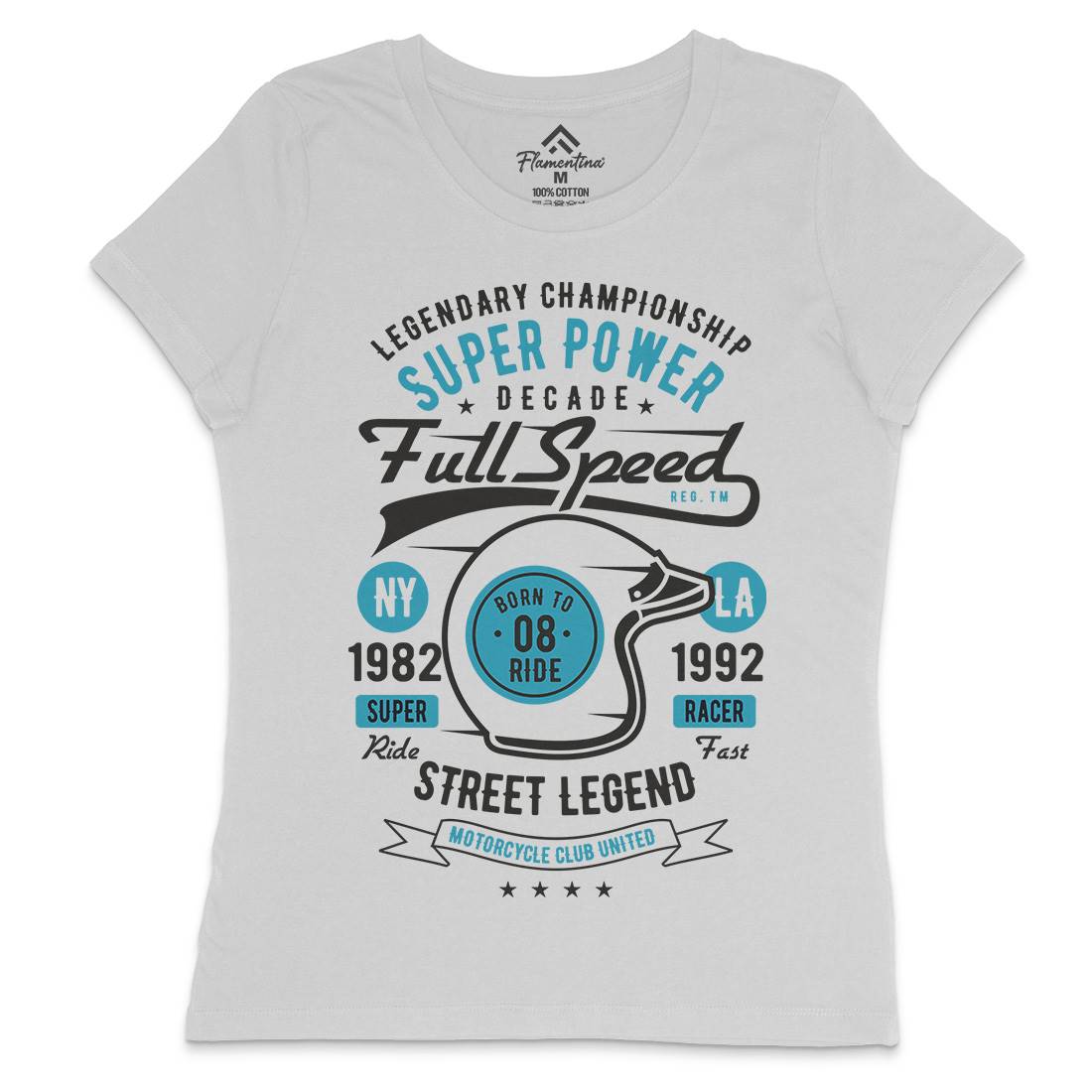 Full Speed Super Power Womens Crew Neck T-Shirt Motorcycles B214