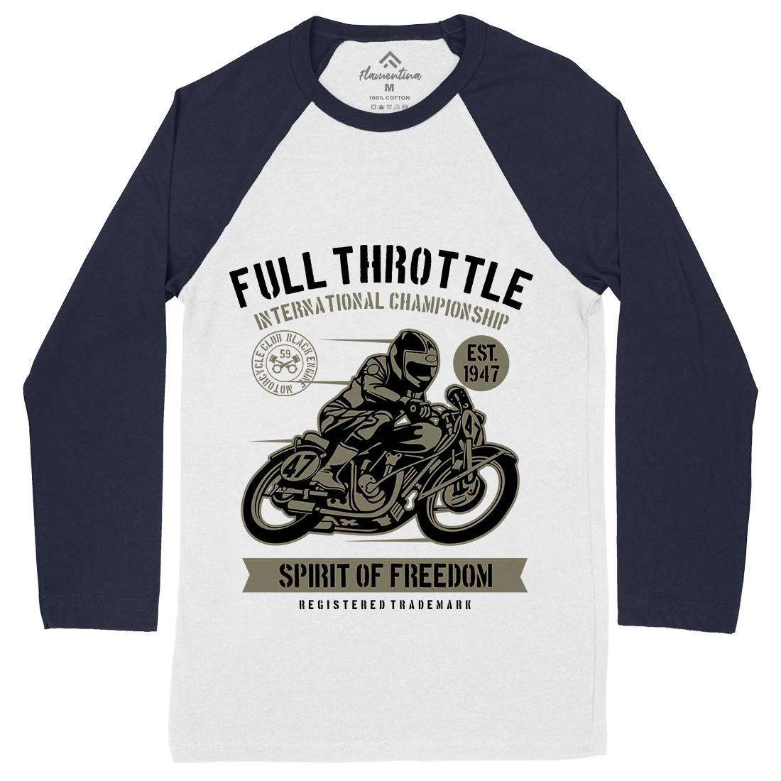 Full Throttle Mens Long Sleeve Baseball T-Shirt Motorcycles B215