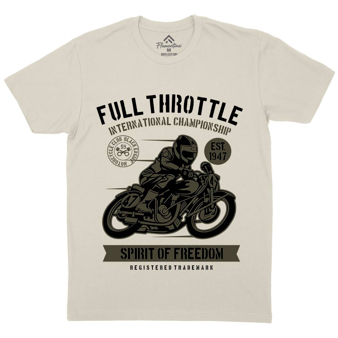 Full Throttle Mens Organic Crew Neck T-Shirt Motorcycles B215