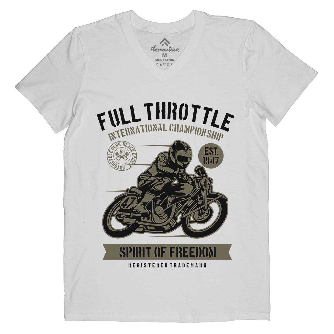 Full Throttle Mens Organic V-Neck T-Shirt Motorcycles B215