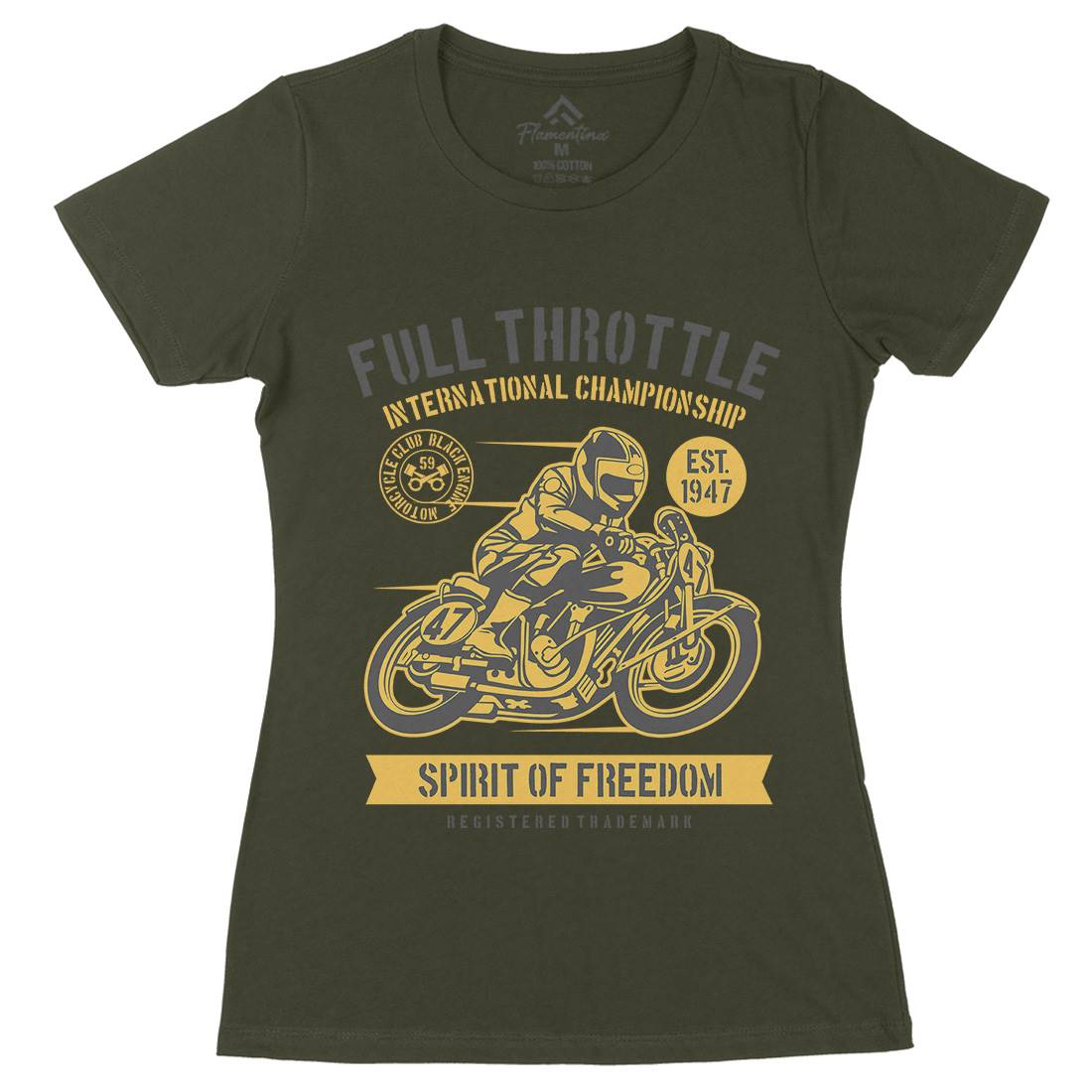 Full Throttle Womens Organic Crew Neck T-Shirt Motorcycles B215