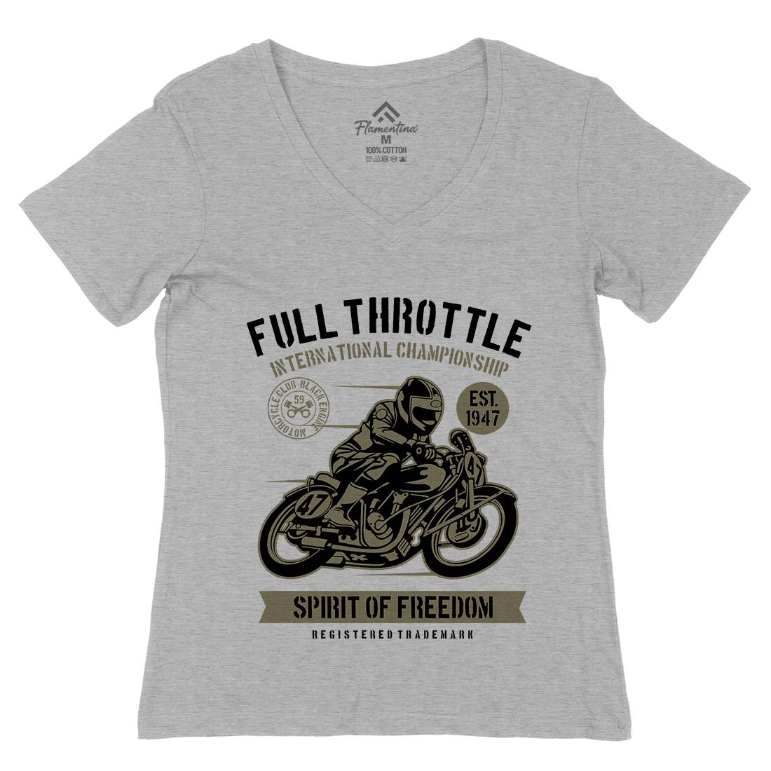 Full Throttle Womens Organic V-Neck T-Shirt Motorcycles B215