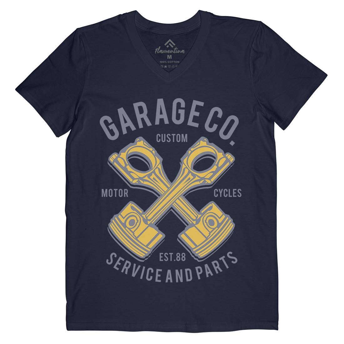 Garage Co Mens Organic V-Neck T-Shirt Cars B216
