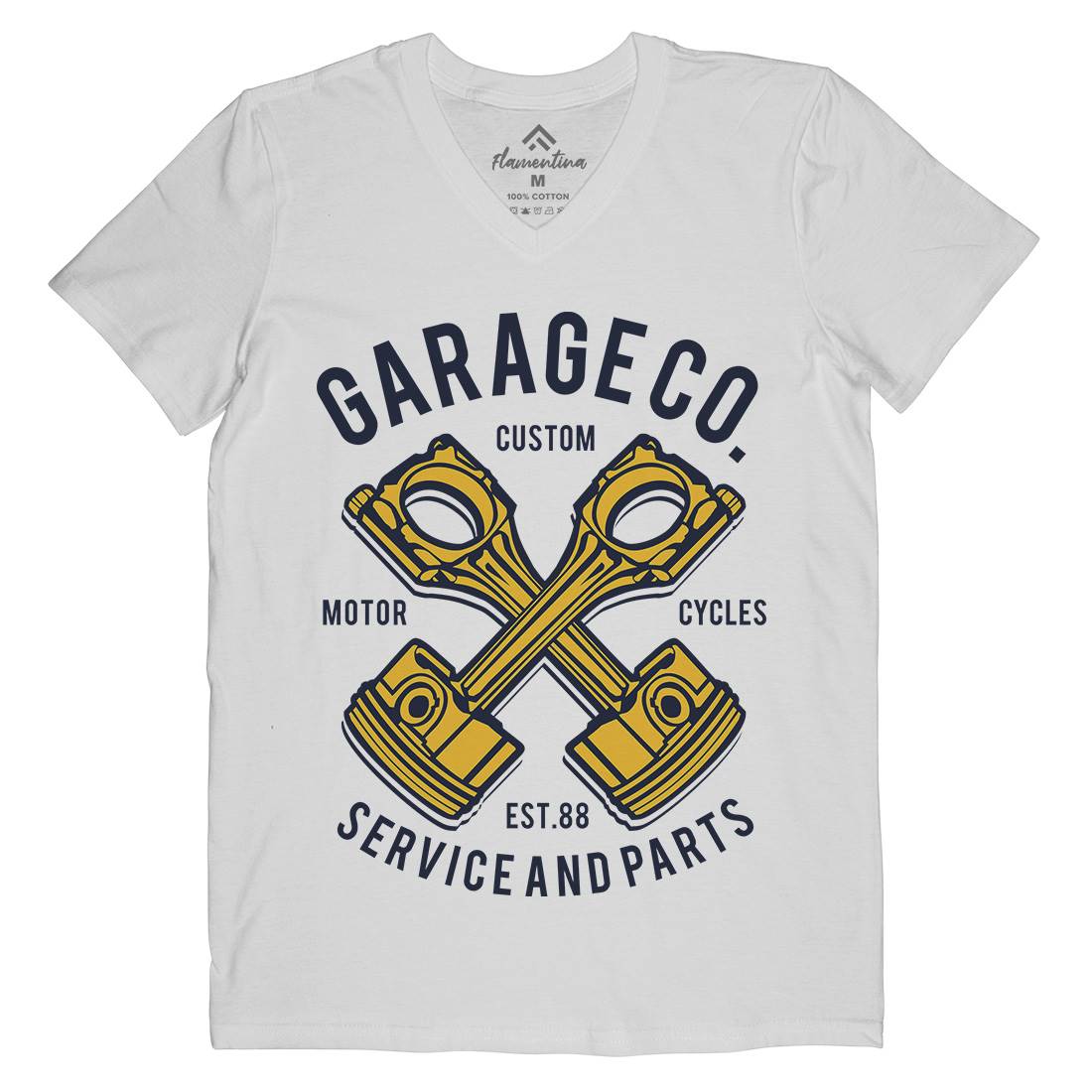 Garage Co Mens Organic V-Neck T-Shirt Cars B216
