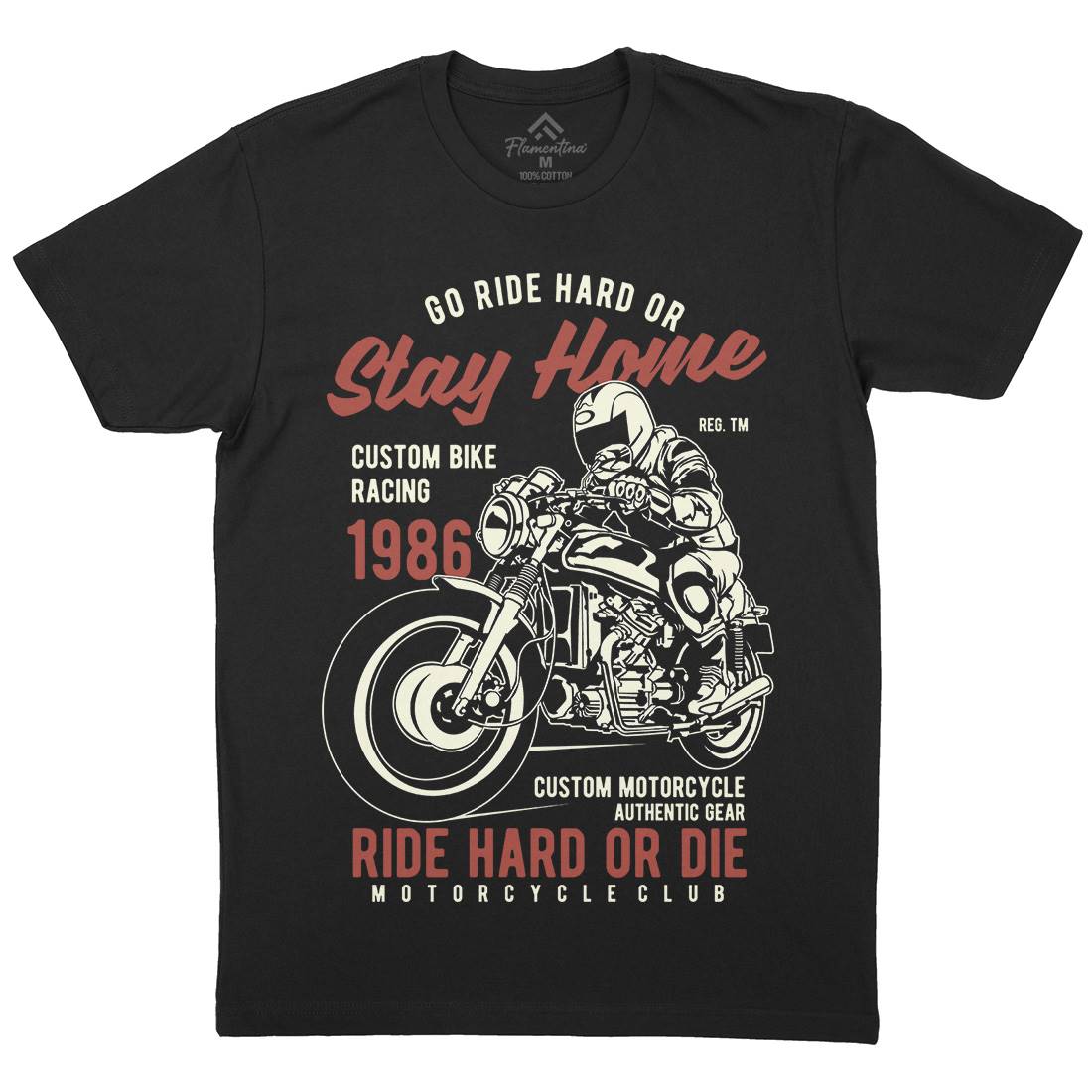 Go Ride Hard Mens Crew Neck T-Shirt Motorcycles B217