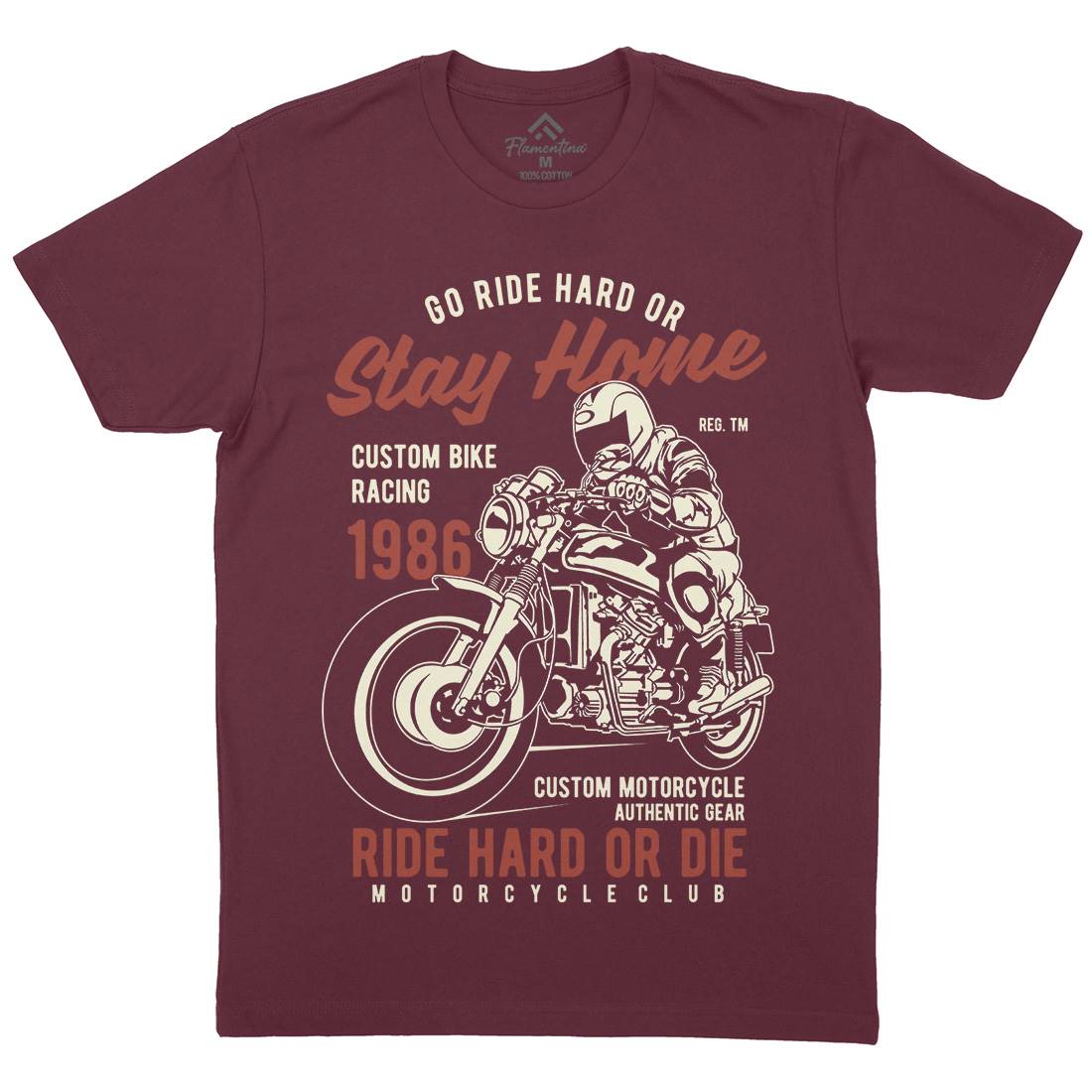 Go Ride Hard Mens Organic Crew Neck T-Shirt Motorcycles B217