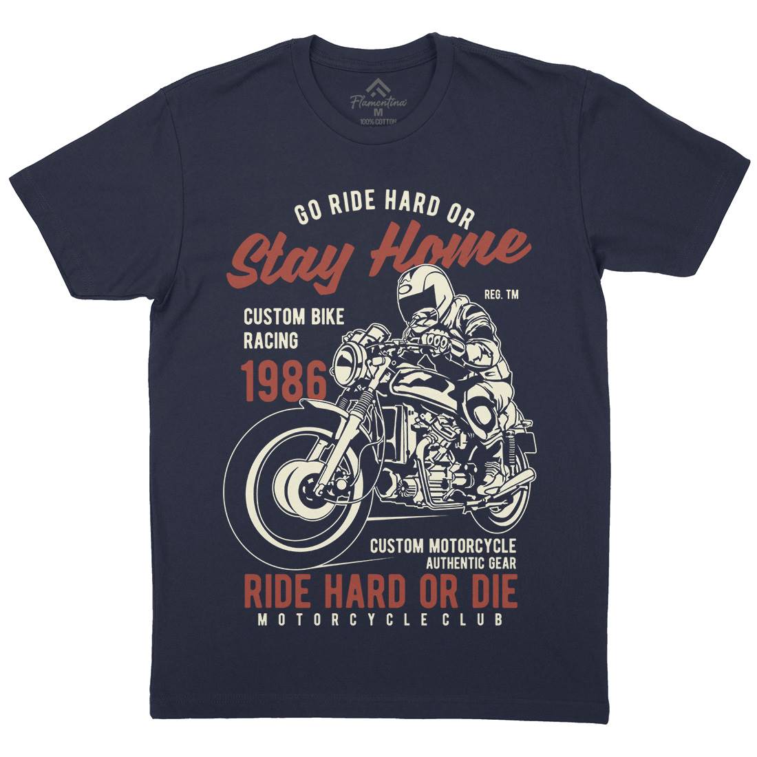 Go Ride Hard Mens Organic Crew Neck T-Shirt Motorcycles B217
