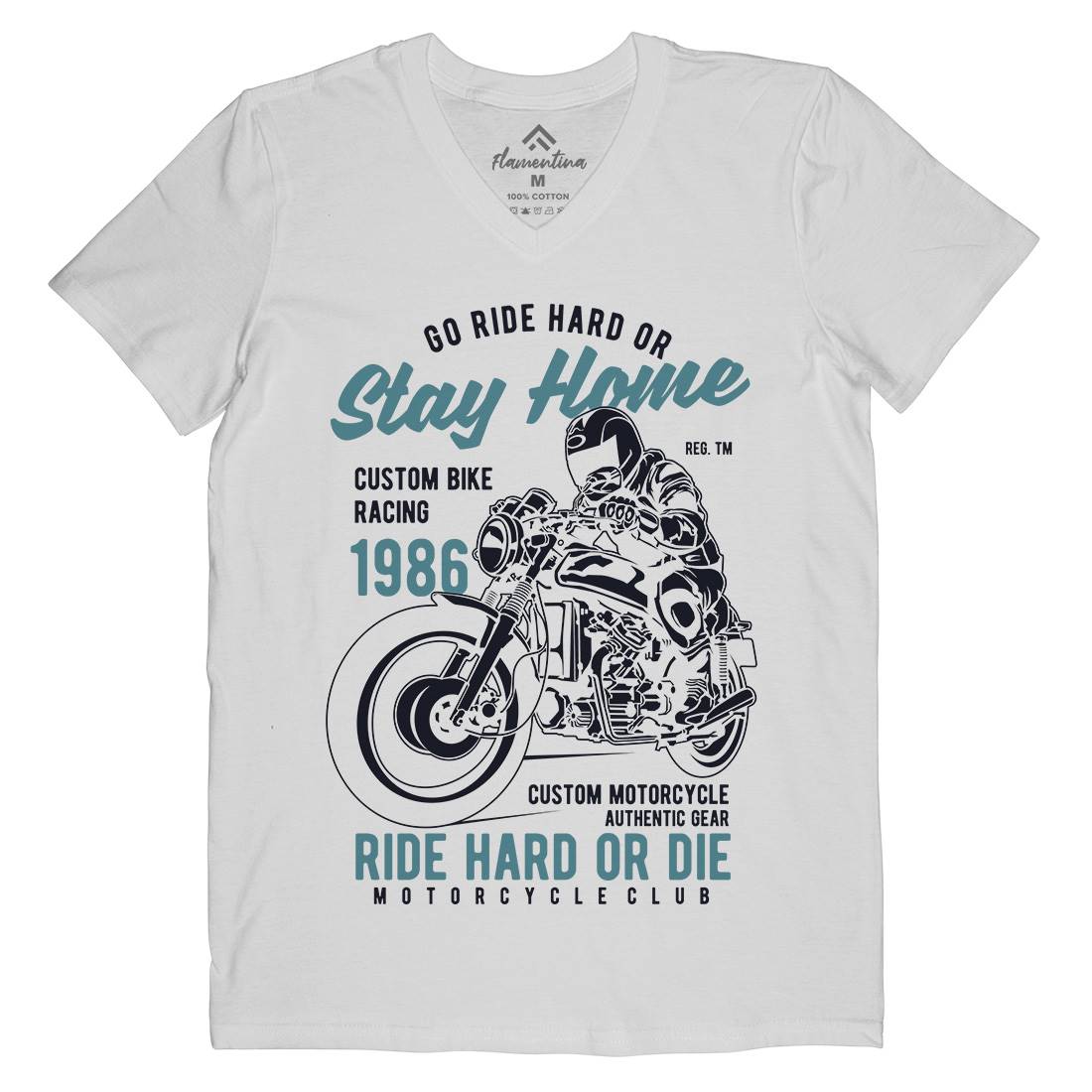 Go Ride Hard Mens V-Neck T-Shirt Motorcycles B217