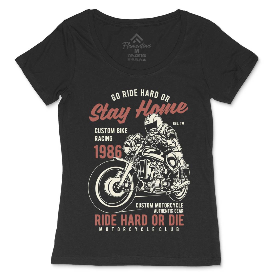 Go Ride Hard Womens Scoop Neck T-Shirt Motorcycles B217
