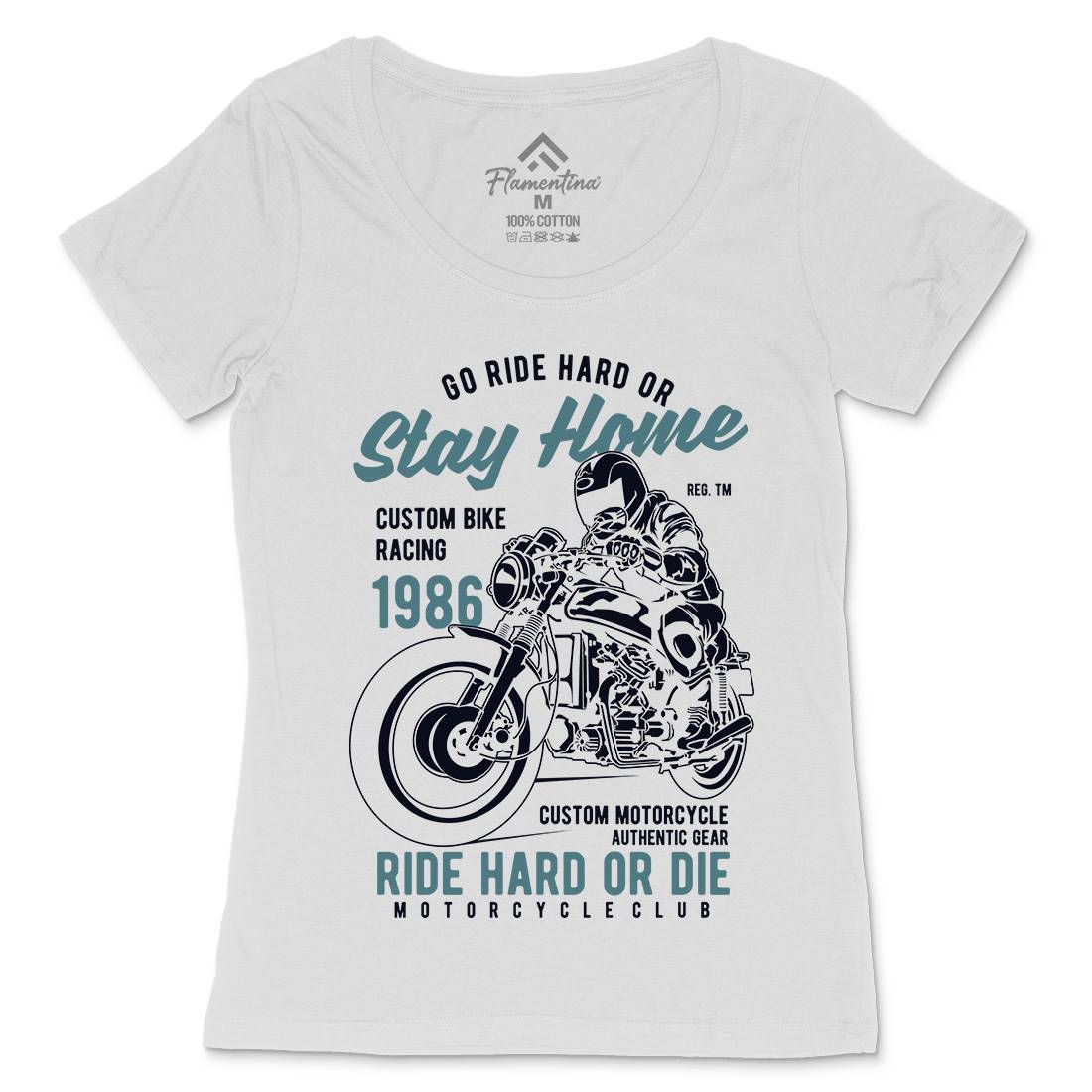 Go Ride Hard Womens Scoop Neck T-Shirt Motorcycles B217