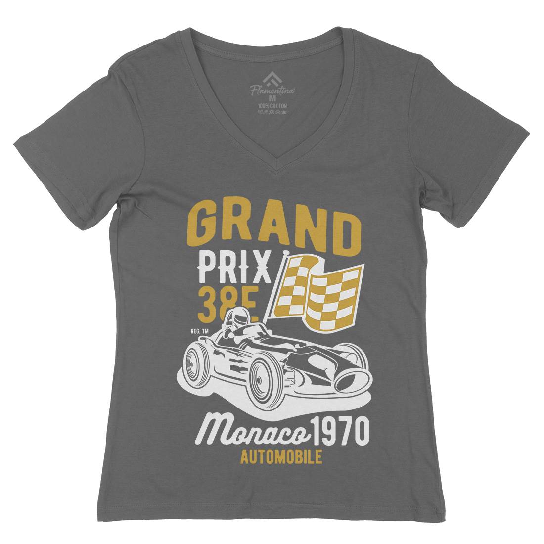 Grand Prix Womens Organic V-Neck T-Shirt Cars B218